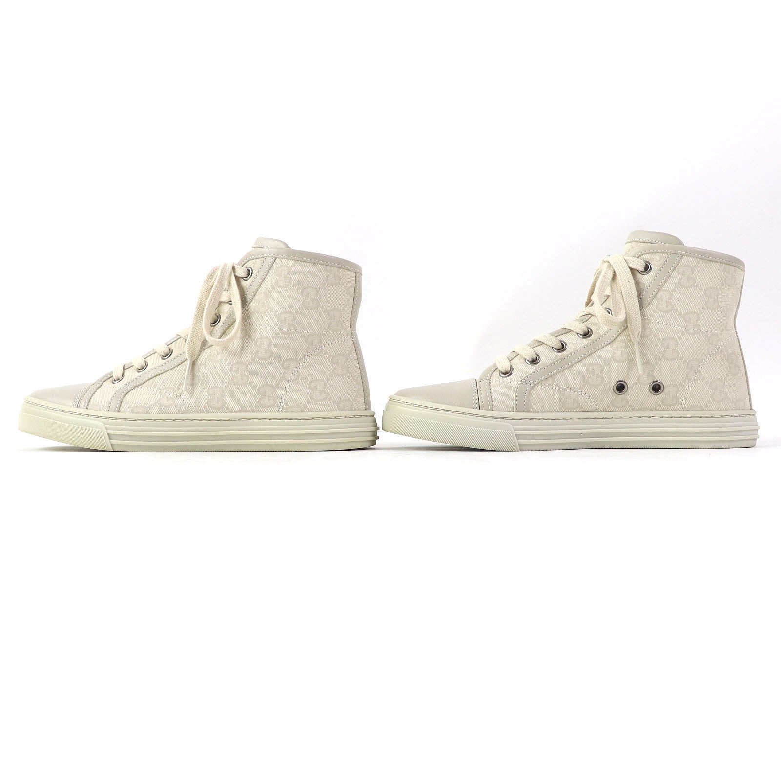 Gucci GG Canvas Leather High Cut Sneakers 34.5