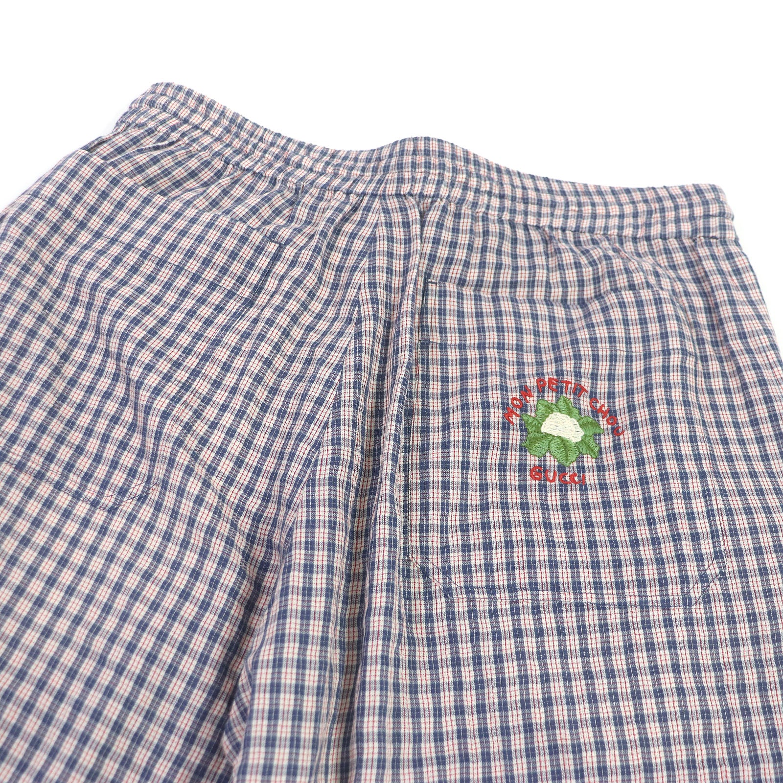 GUCCI Mon Petit Chou Embroidery Check Shorts