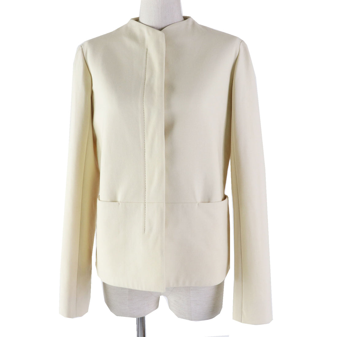 HERMES Wool Polyurethane Silk Jacket Ivory 36