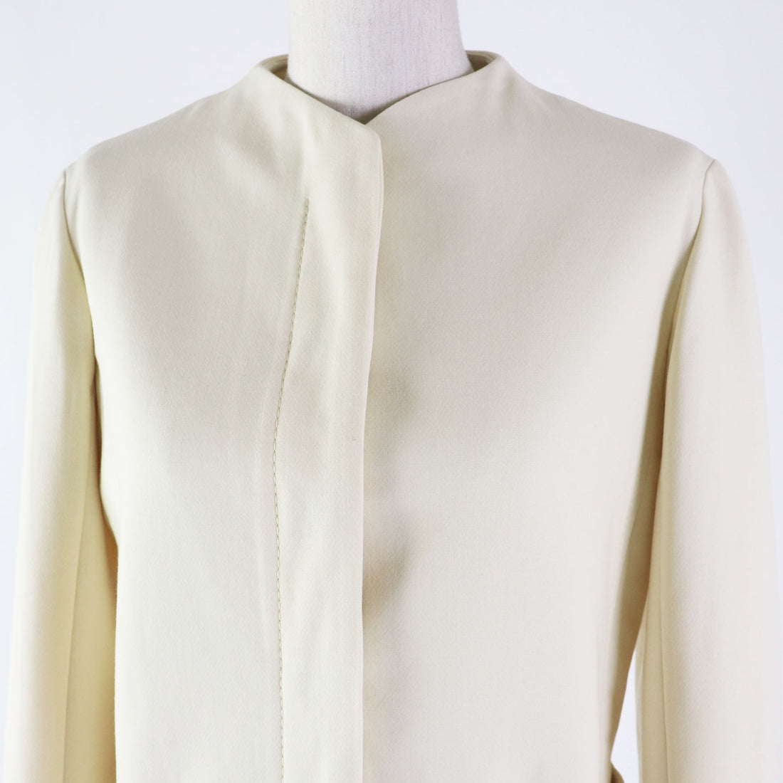 HERMES Wool Polyurethane Silk Jacket Ivory 36