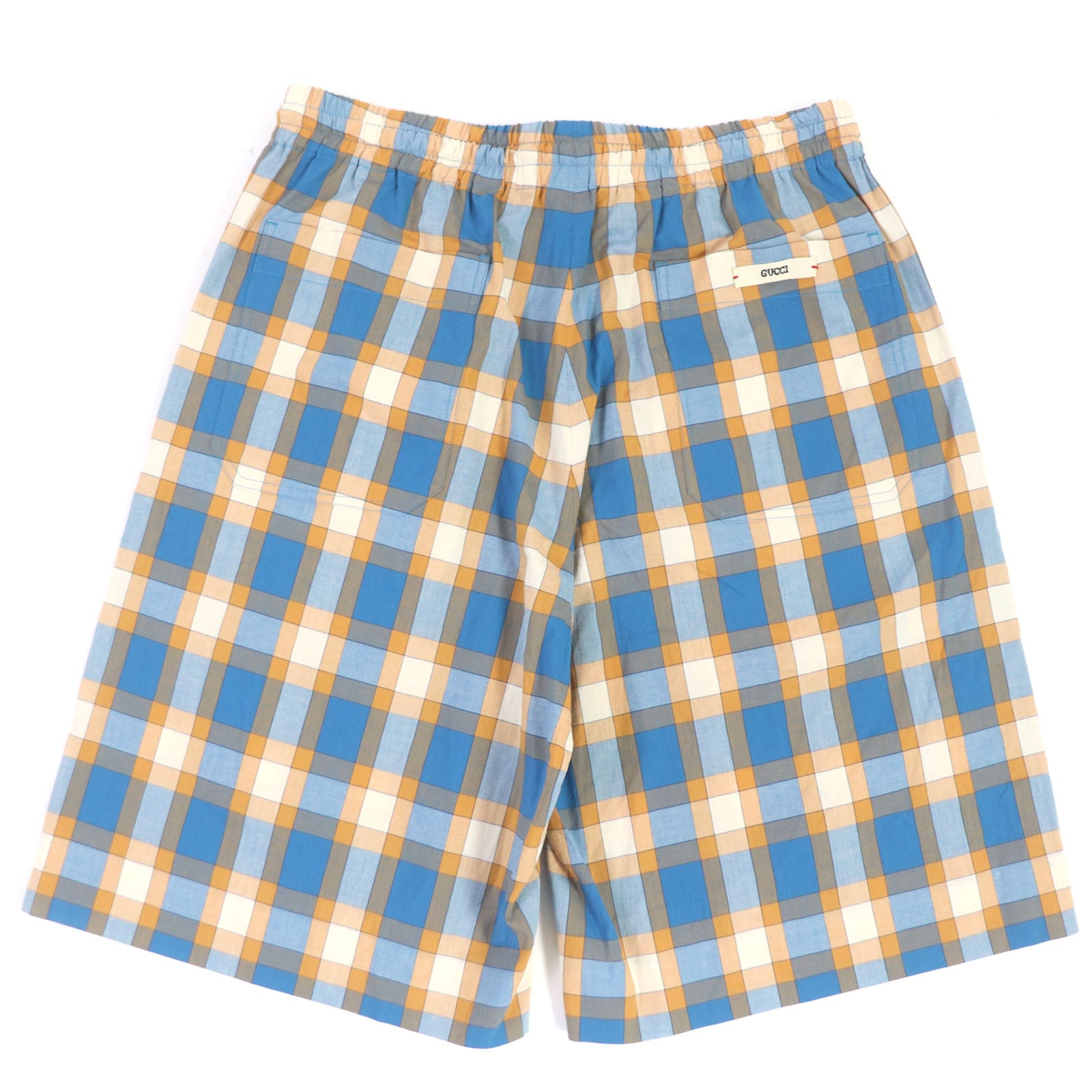 Gucci Madras Check Shorts Orange Blue