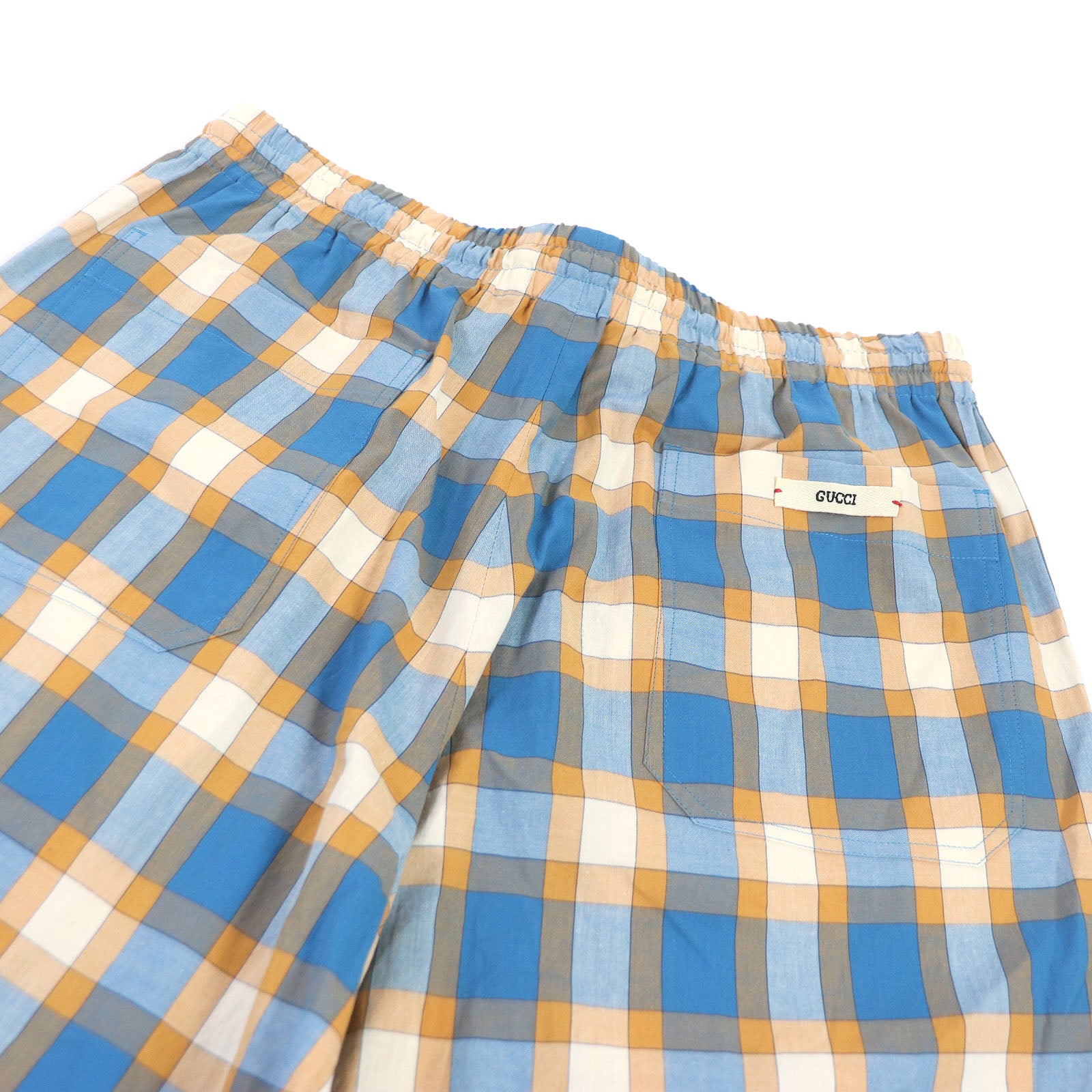 Gucci Madras Check Shorts Orange Blue