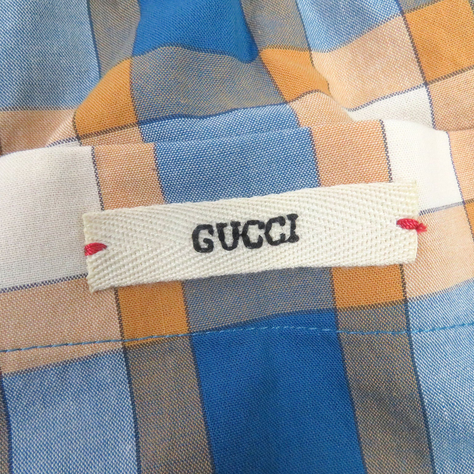 Gucci Madras Check Shorts Orange Blue