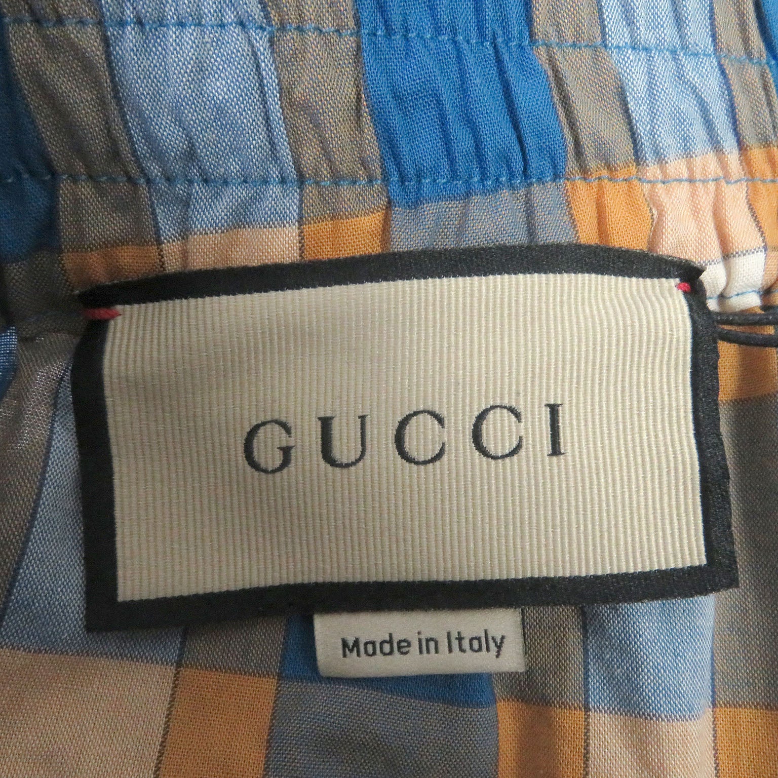 Gucci Madras Check Shorts Orange Blue