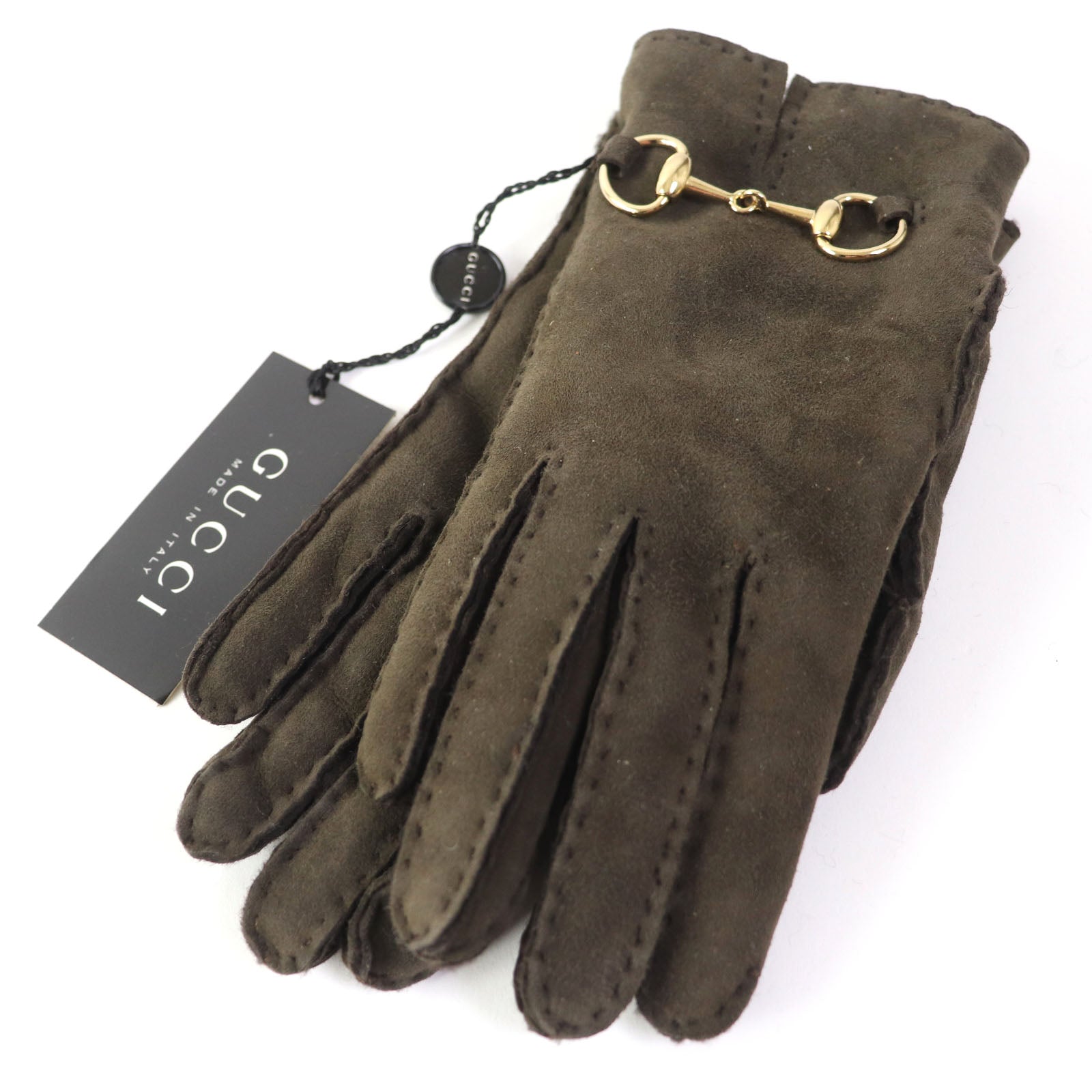 GUCCI Lamb Leather Horsebit Mouton Gloves 6.5