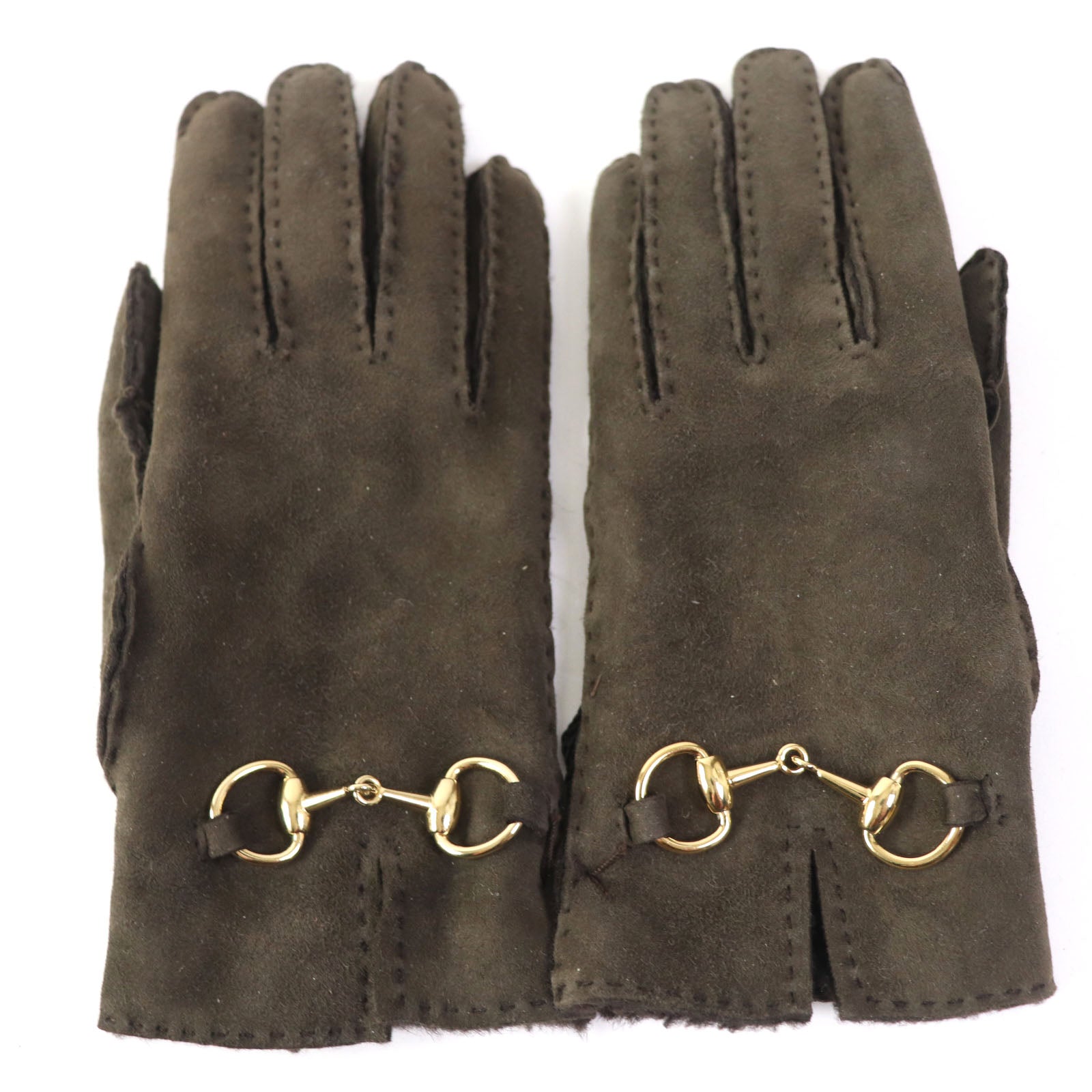 GUCCI Lamb Leather Horsebit Mouton Gloves 6.5