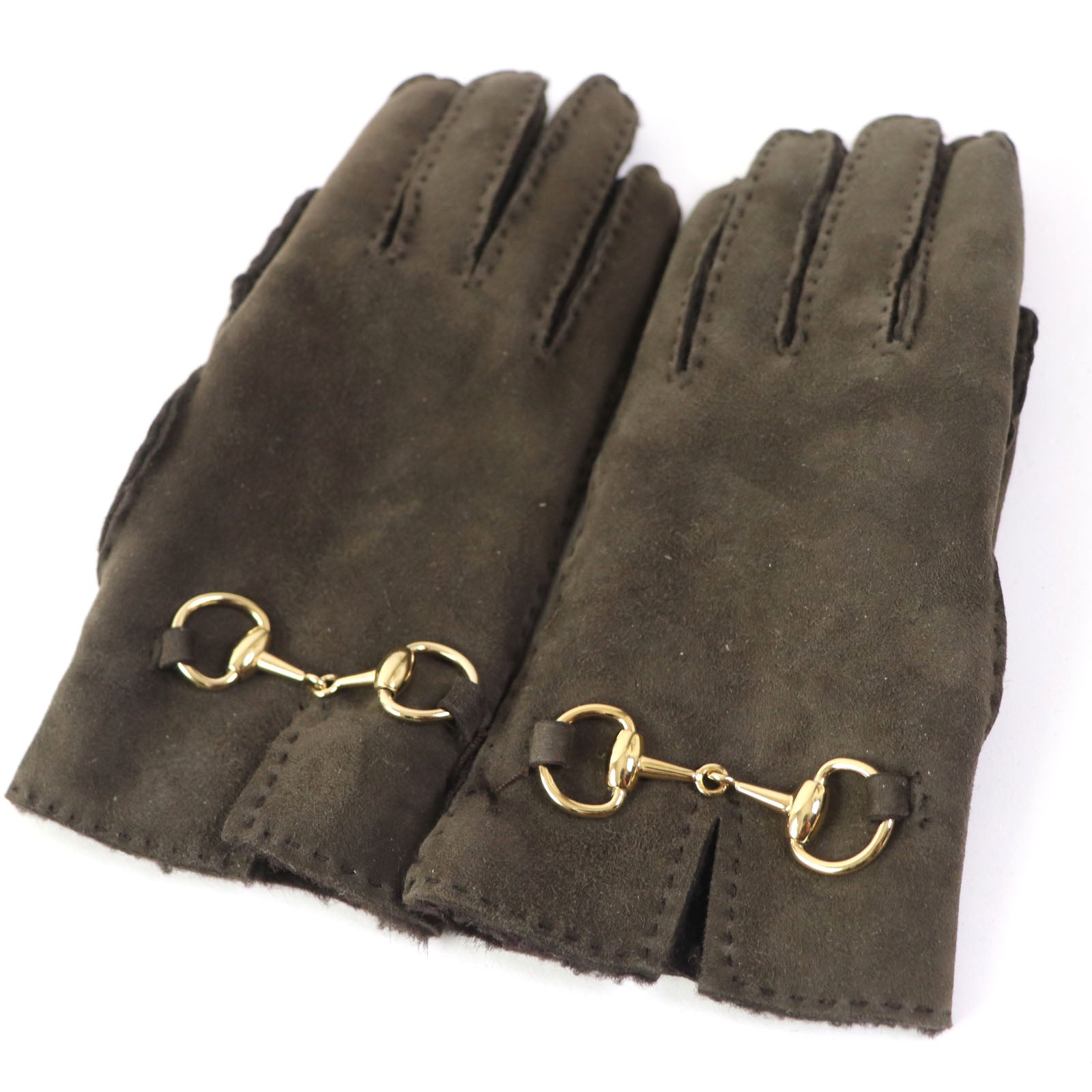 GUCCI Lamb Leather Horsebit Mouton Gloves 6.5