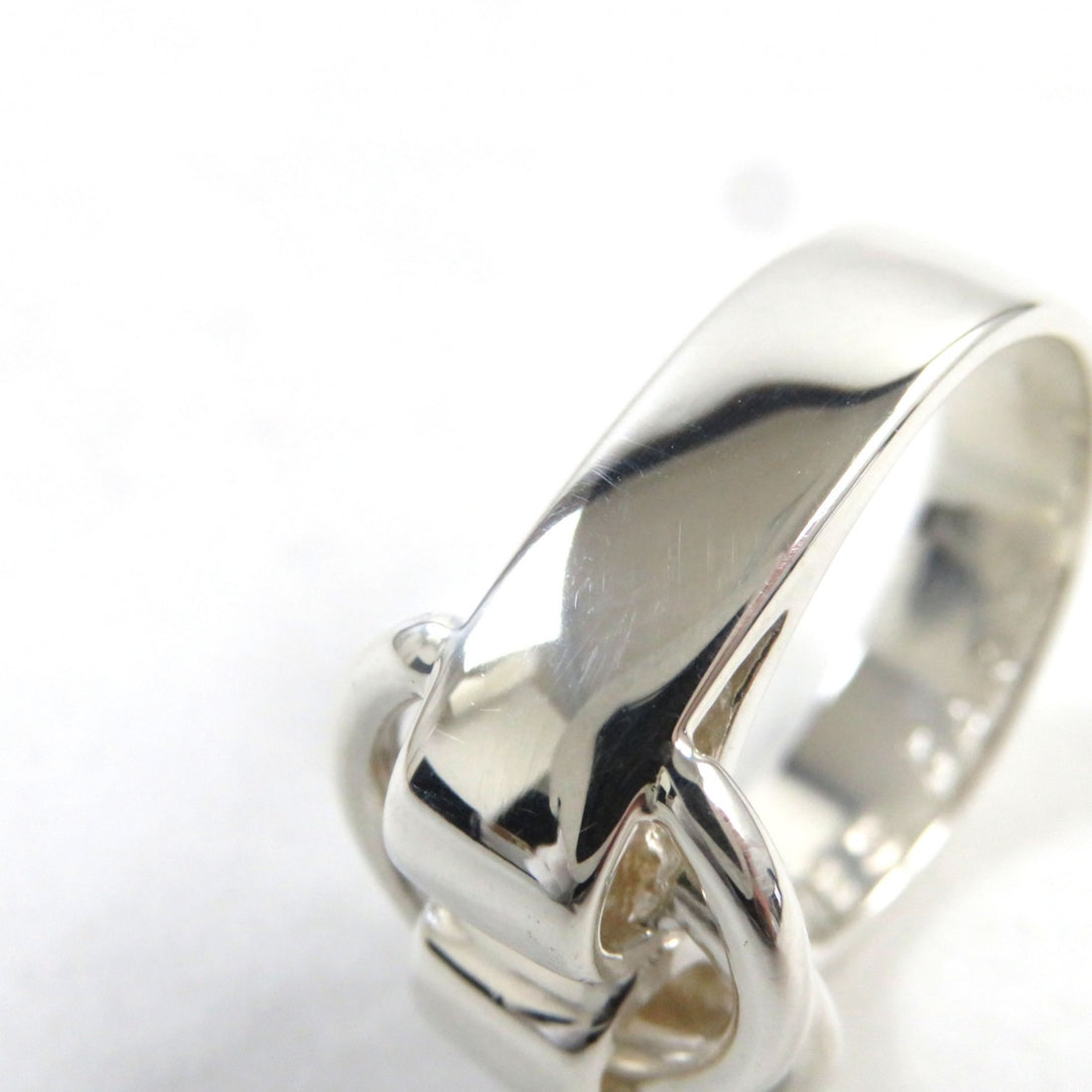 Hermes Douzano Logo Engraved Silver Ring