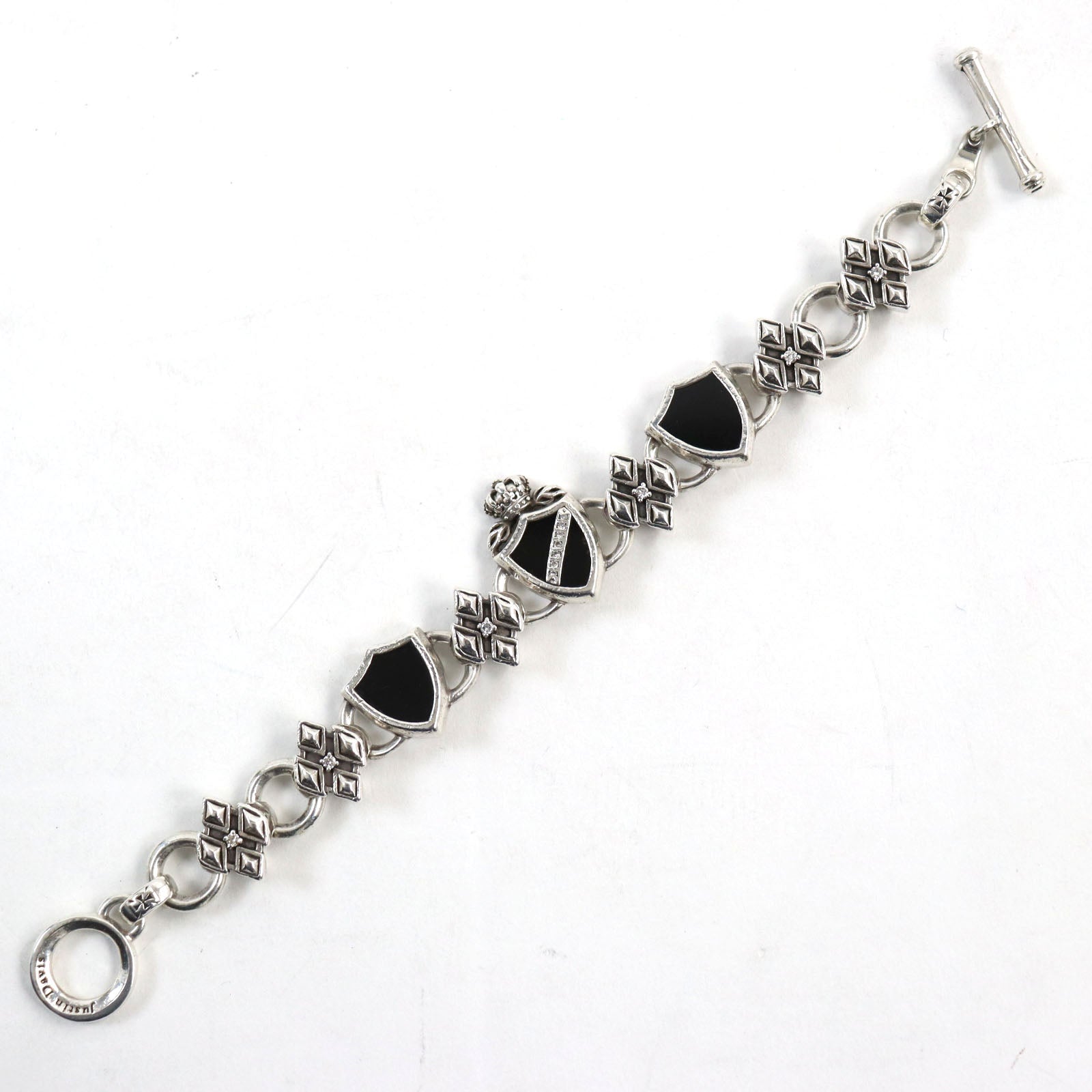 Justin Davis SBJ190 Diamond Logo Bracelet SV925 Onyx