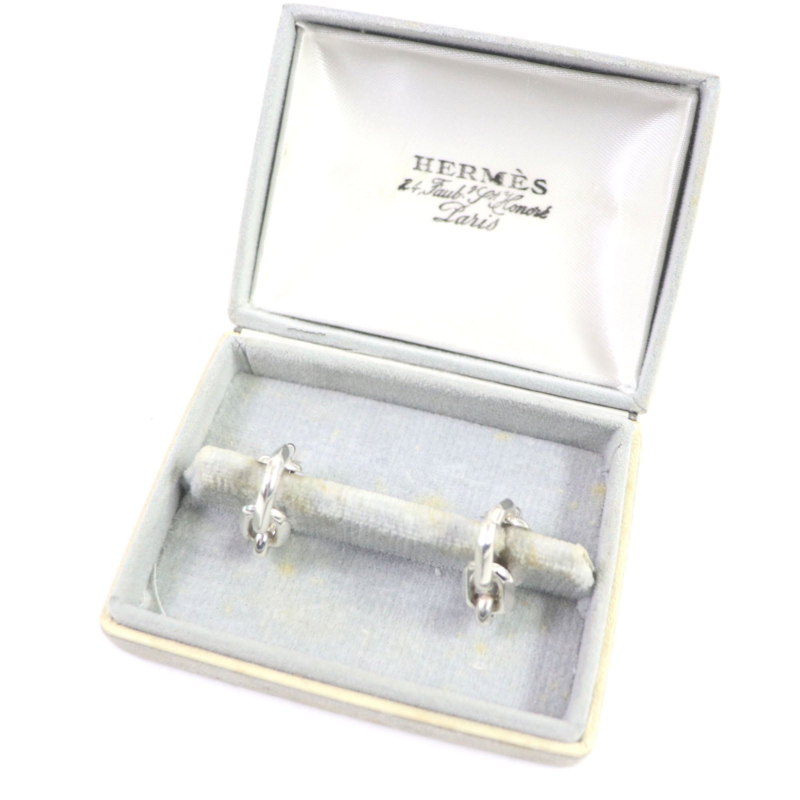 Hermes Vintage Logo Silver Cufflinks