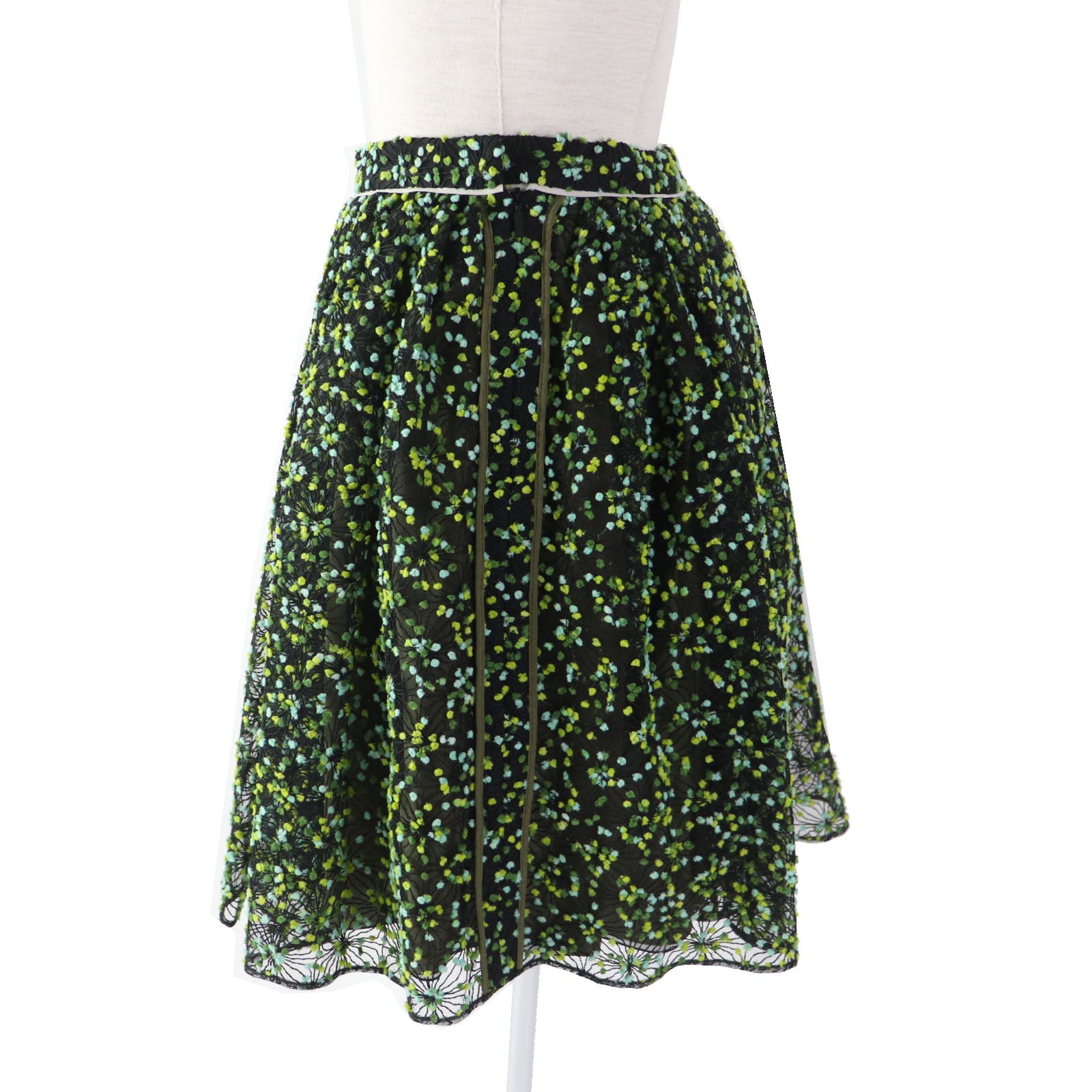 Fendi FQ6560 Flare Skirt Black Green Women