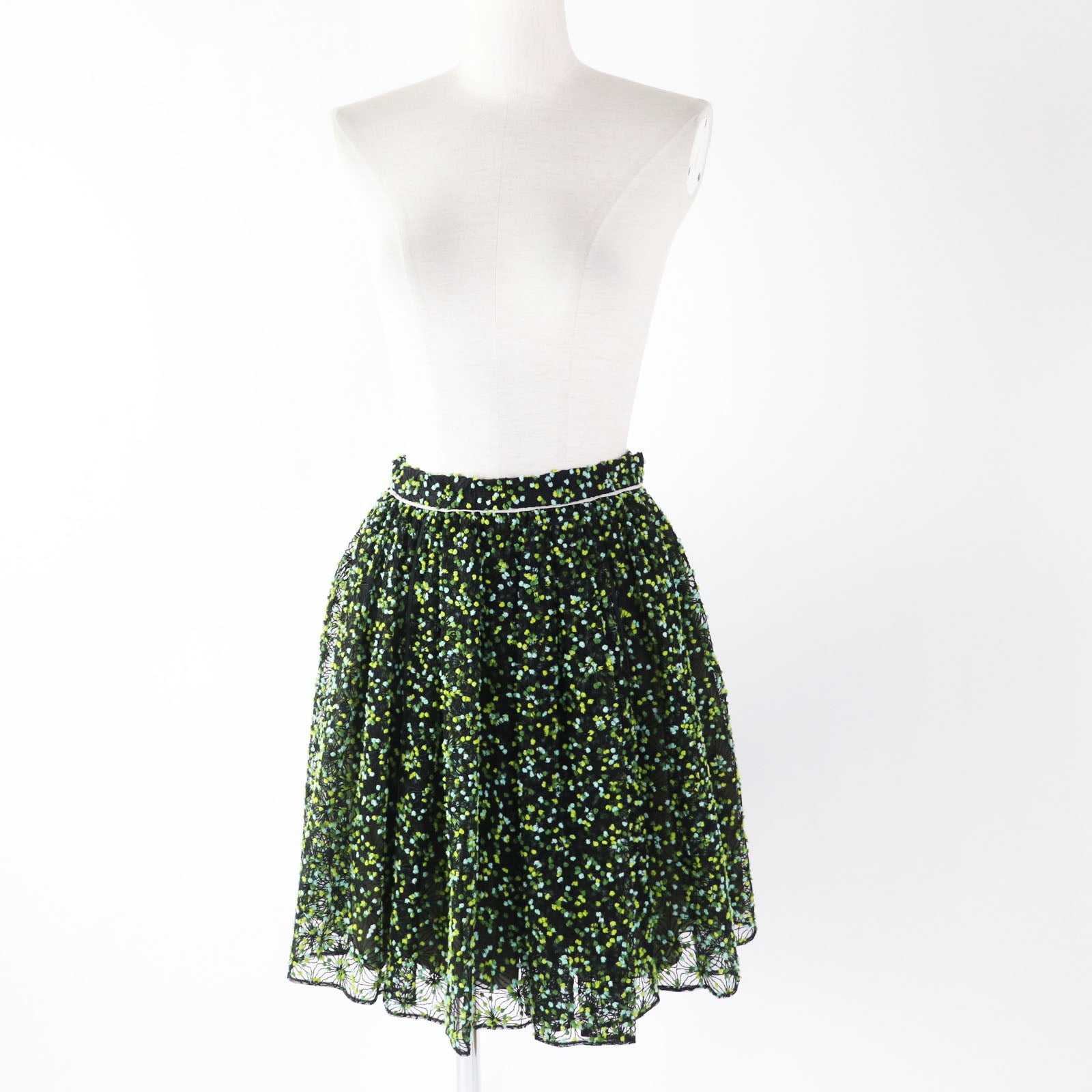 Fendi FQ6560 Flare Skirt Black Green Women