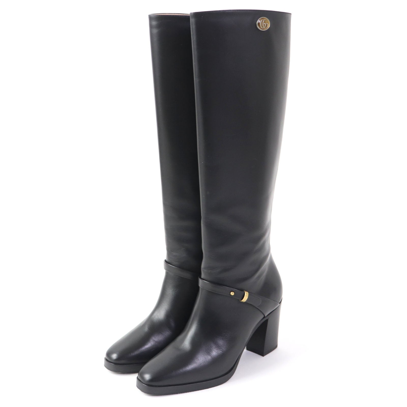 Gucci GG Marmont Leather Knee-high Boots Black