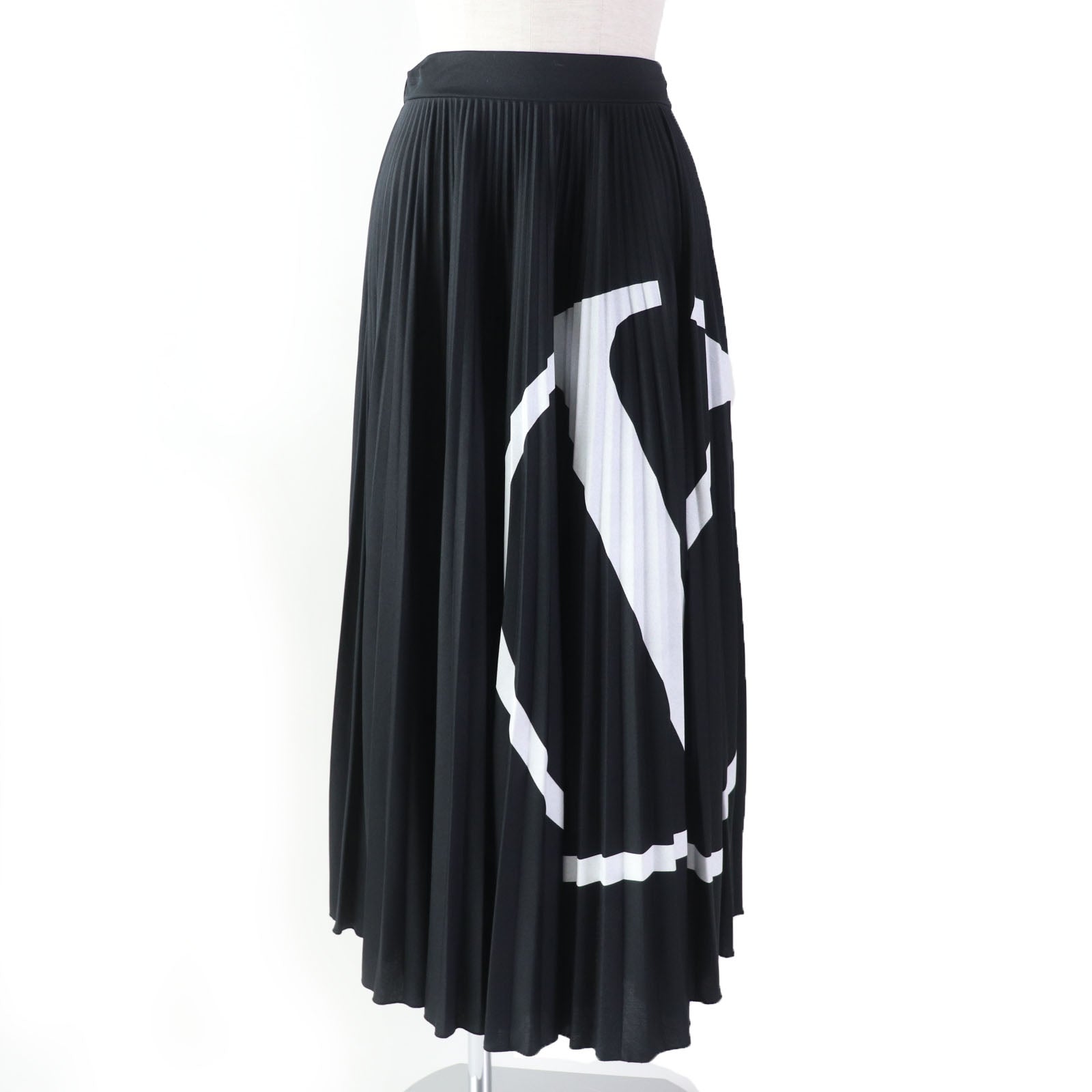 Valentino V Logo Long Flare Skirt Black XS