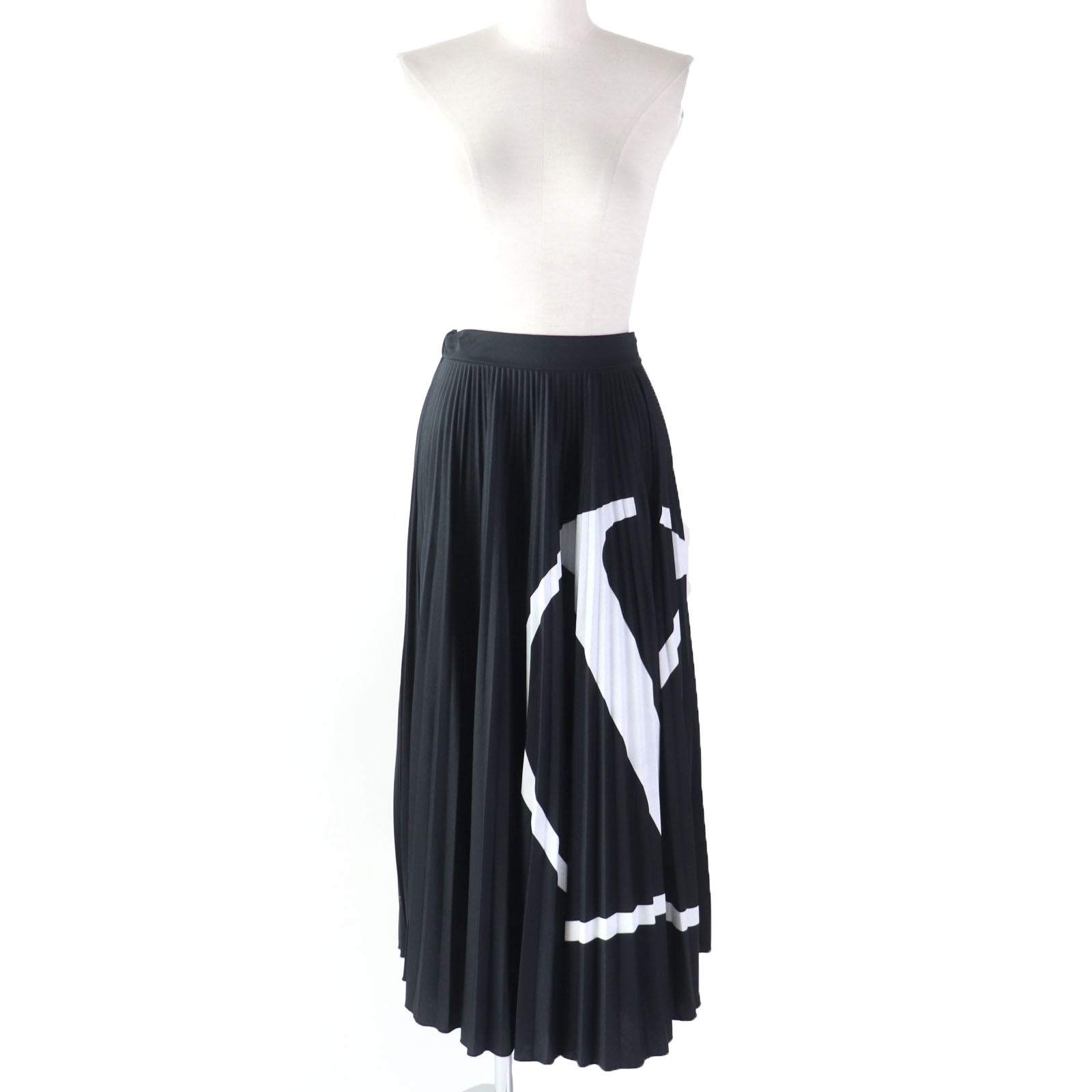 Valentino V Logo Long Flare Skirt Black XS