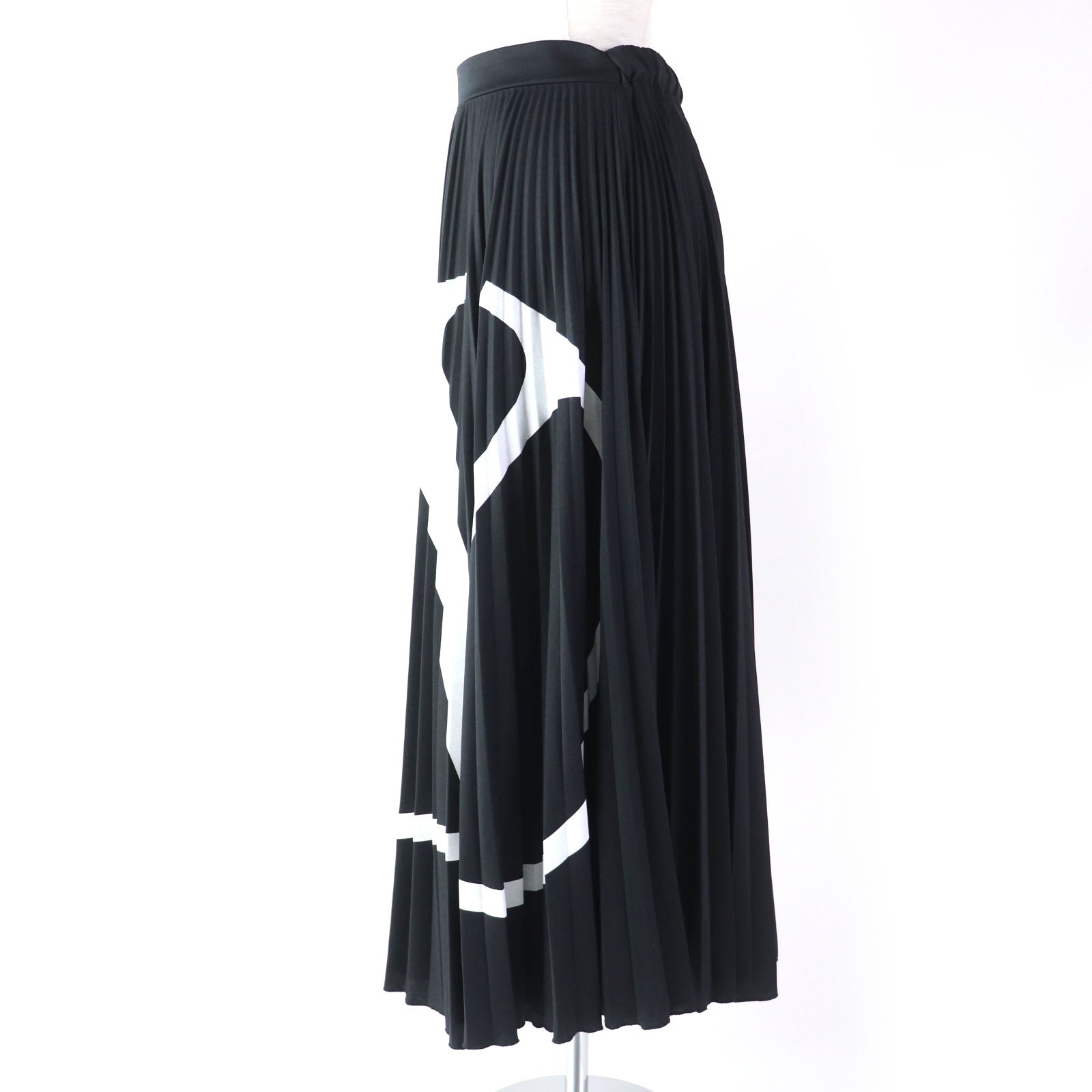 Valentino V Logo Long Flare Skirt Black XS