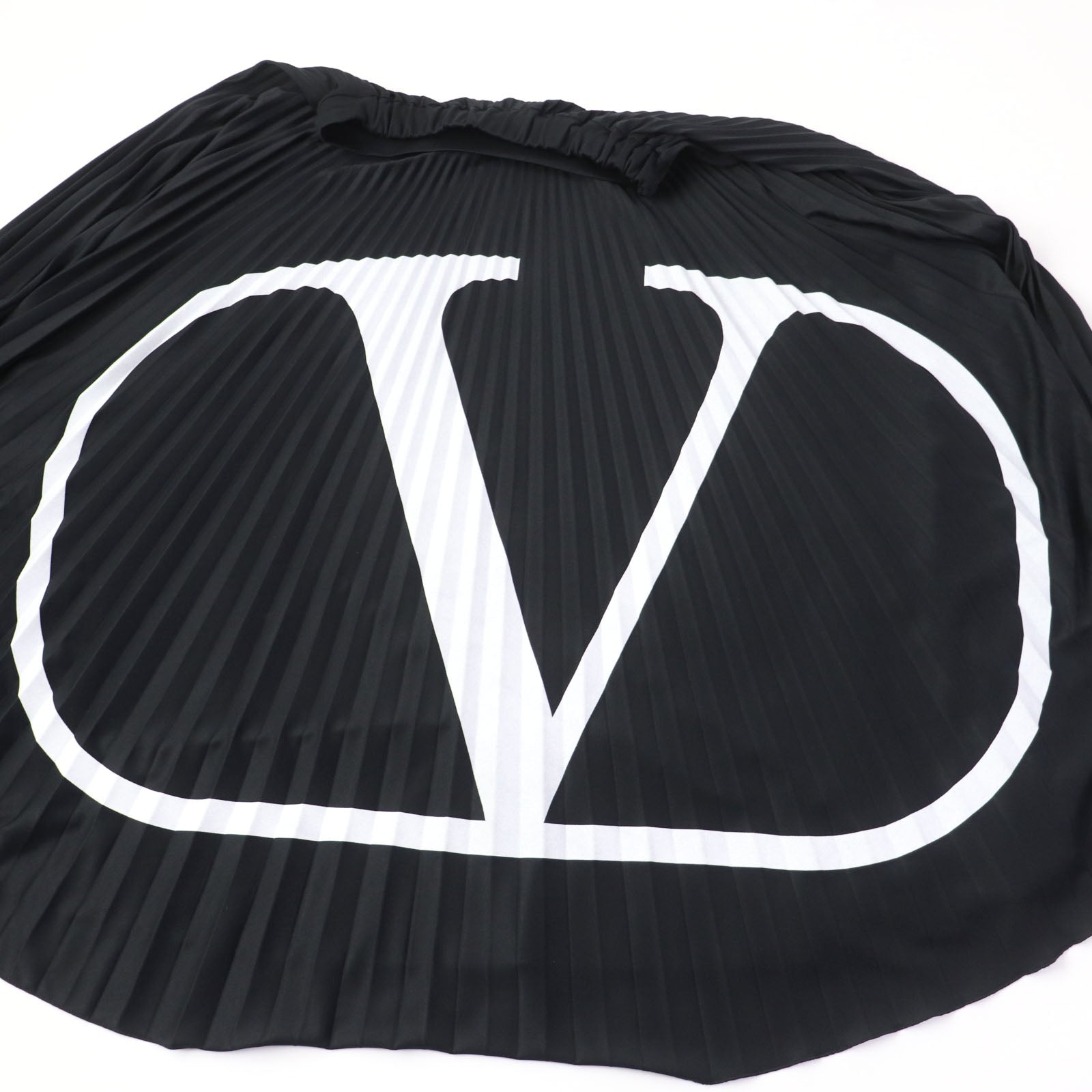 Valentino V Logo Long Flare Skirt Black XS