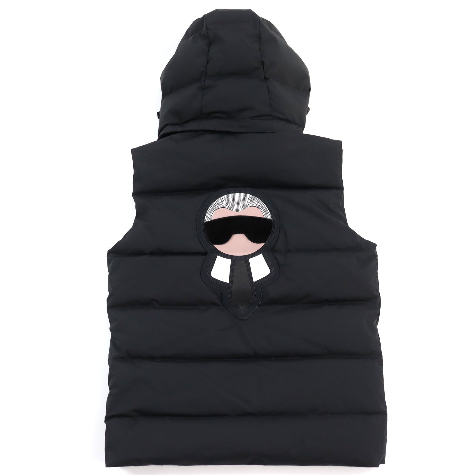 Fendi Nylon Leather Zip-Up Hoodie Down Vest