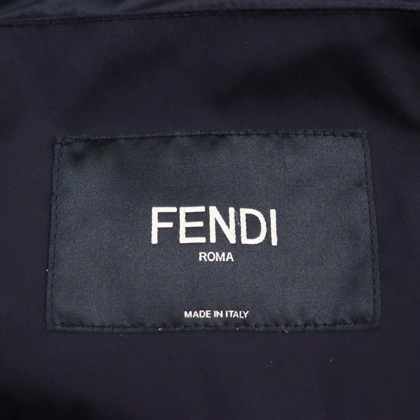 Fendi Nylon Leather Zip-Up Hoodie Down Vest