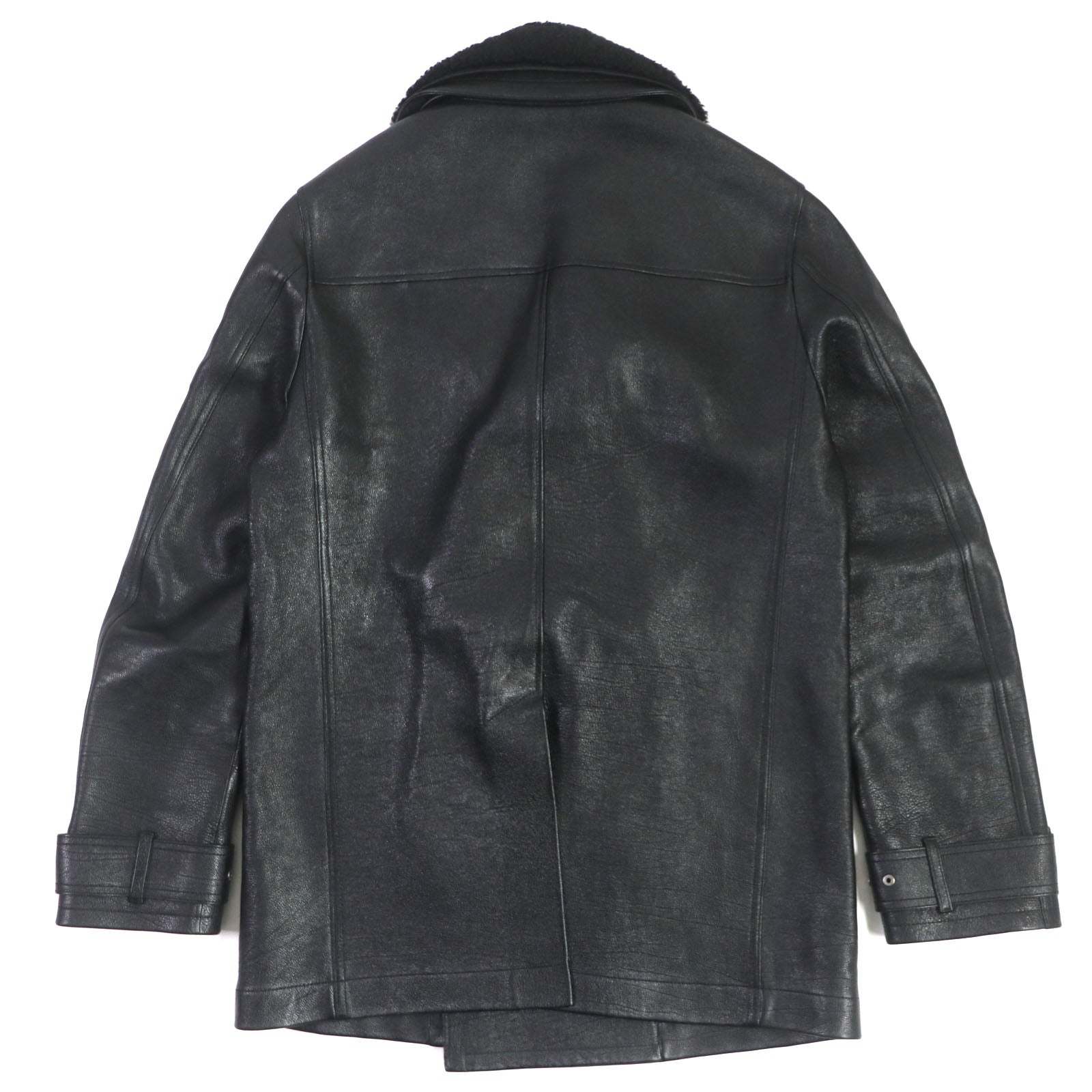 Berluti Leather Pea Coat Black 48 Men