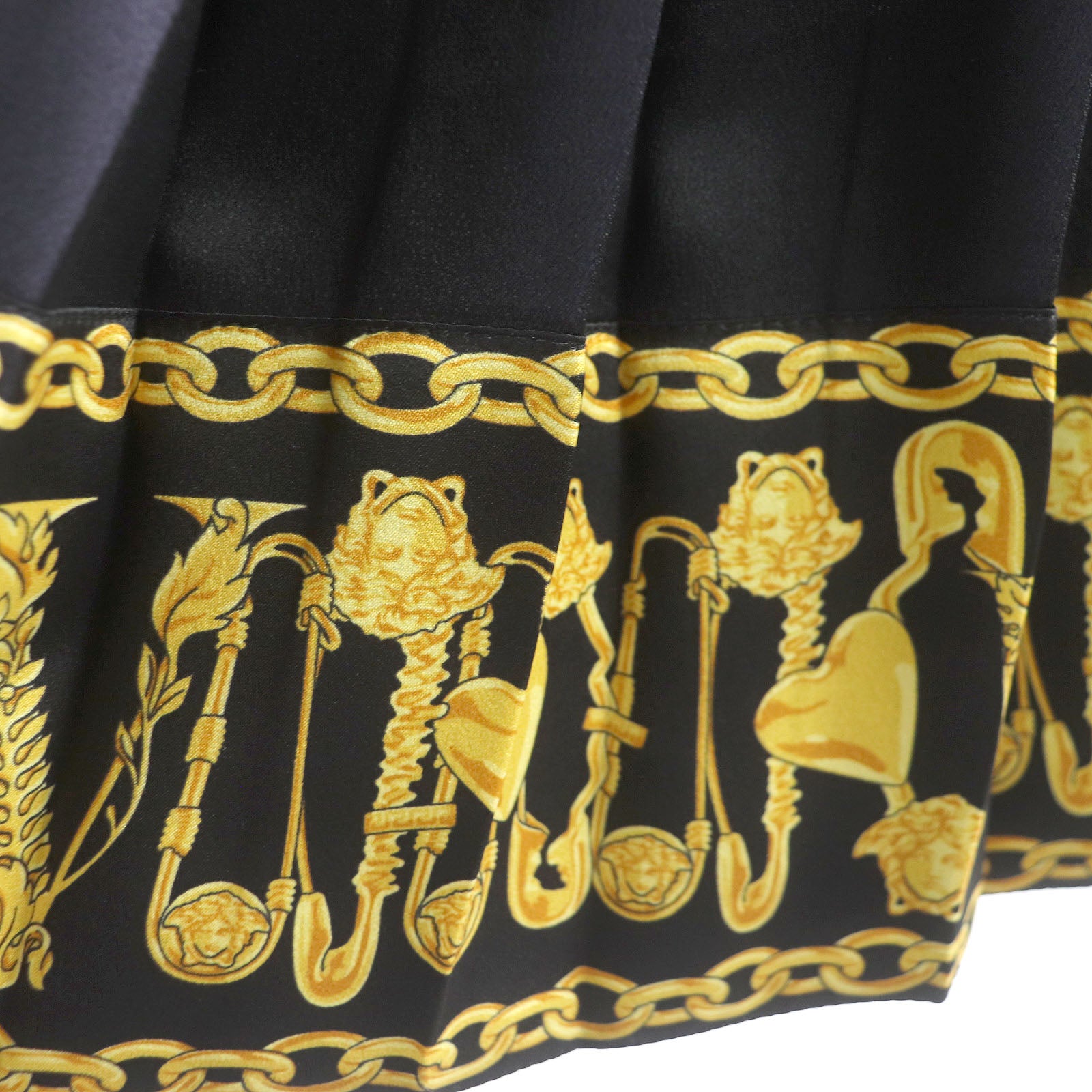 Versace Silk Medusa Chain Print Mini Skirt