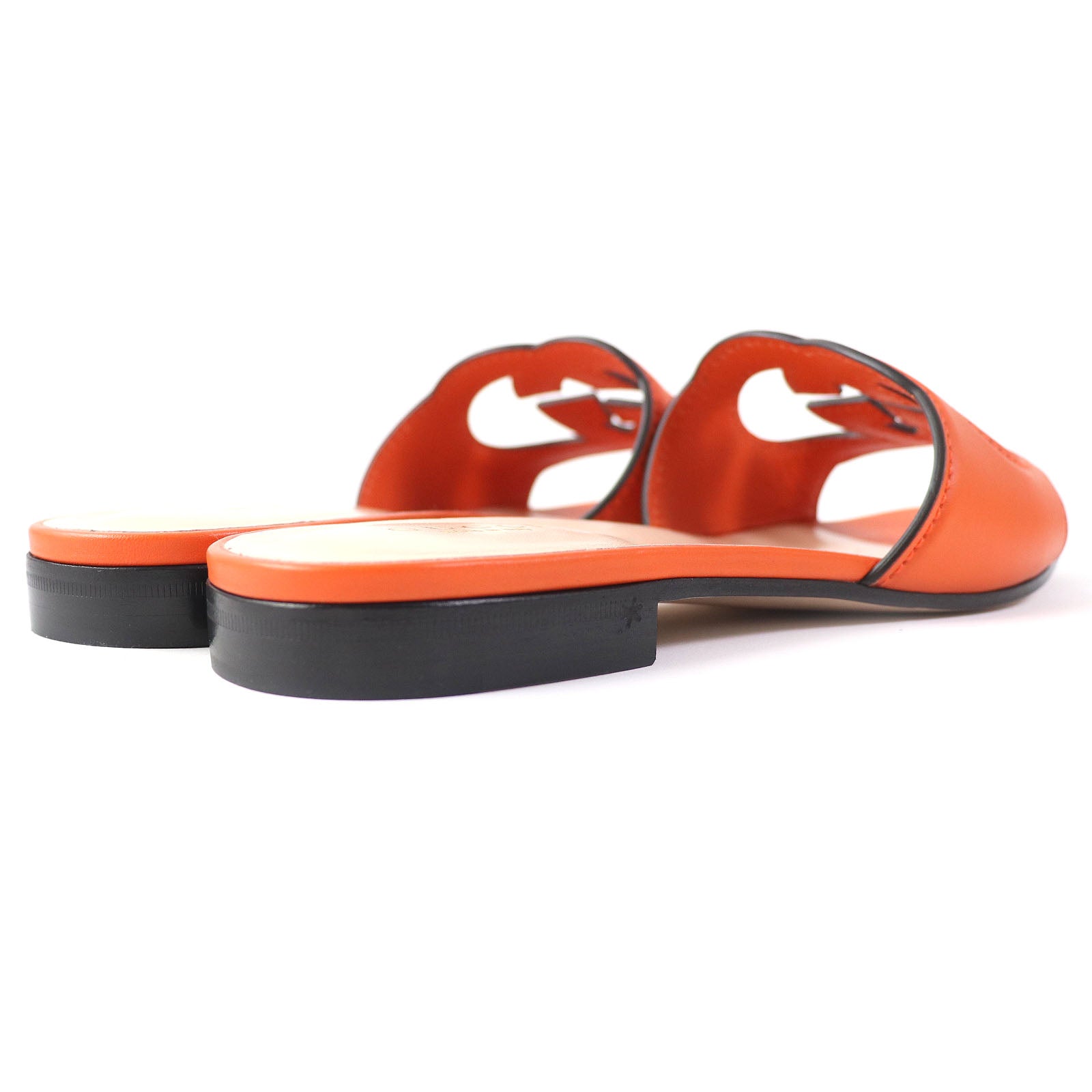 Gucci Leather Slide Sandals Orange 36