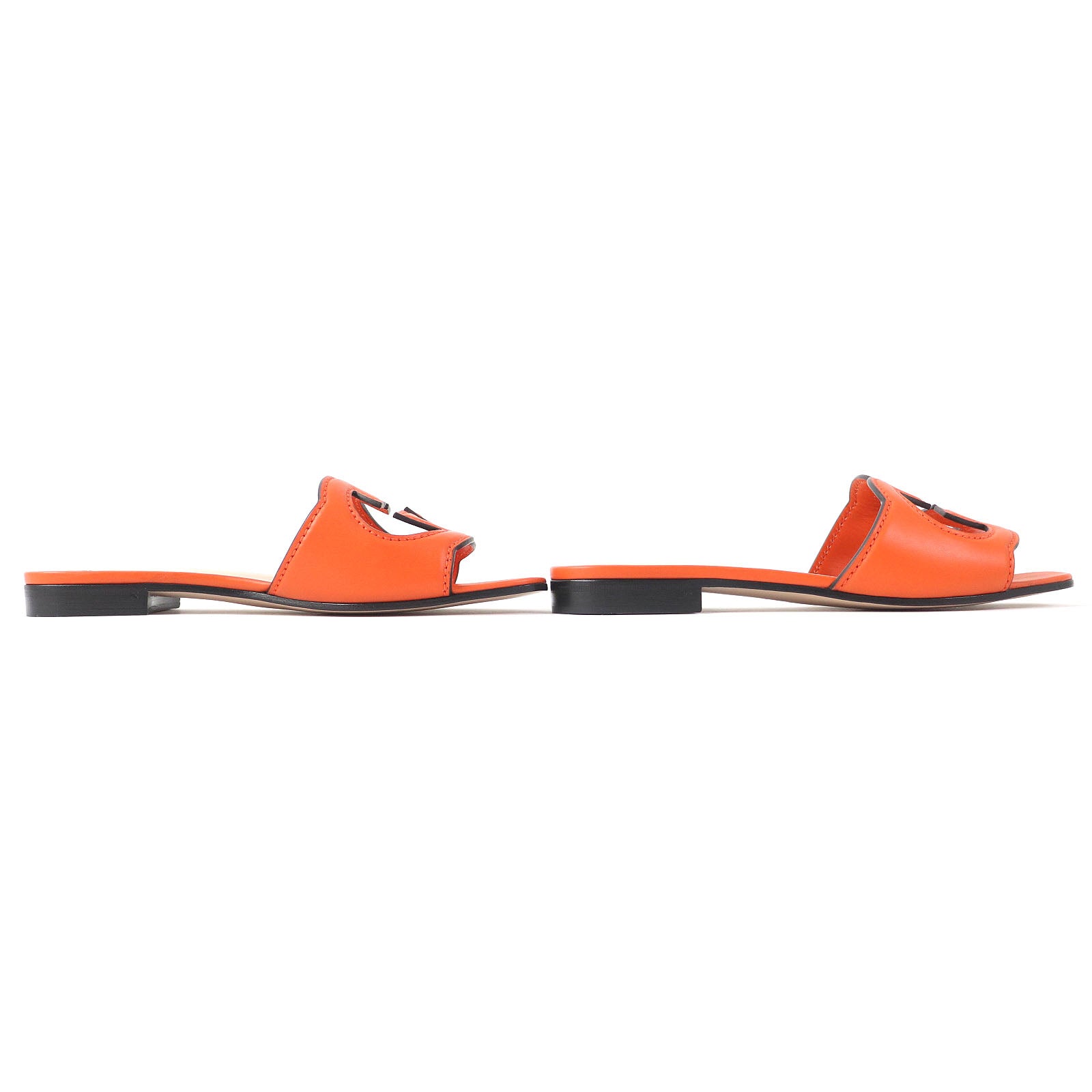 Gucci Leather Slide Sandals Orange 36