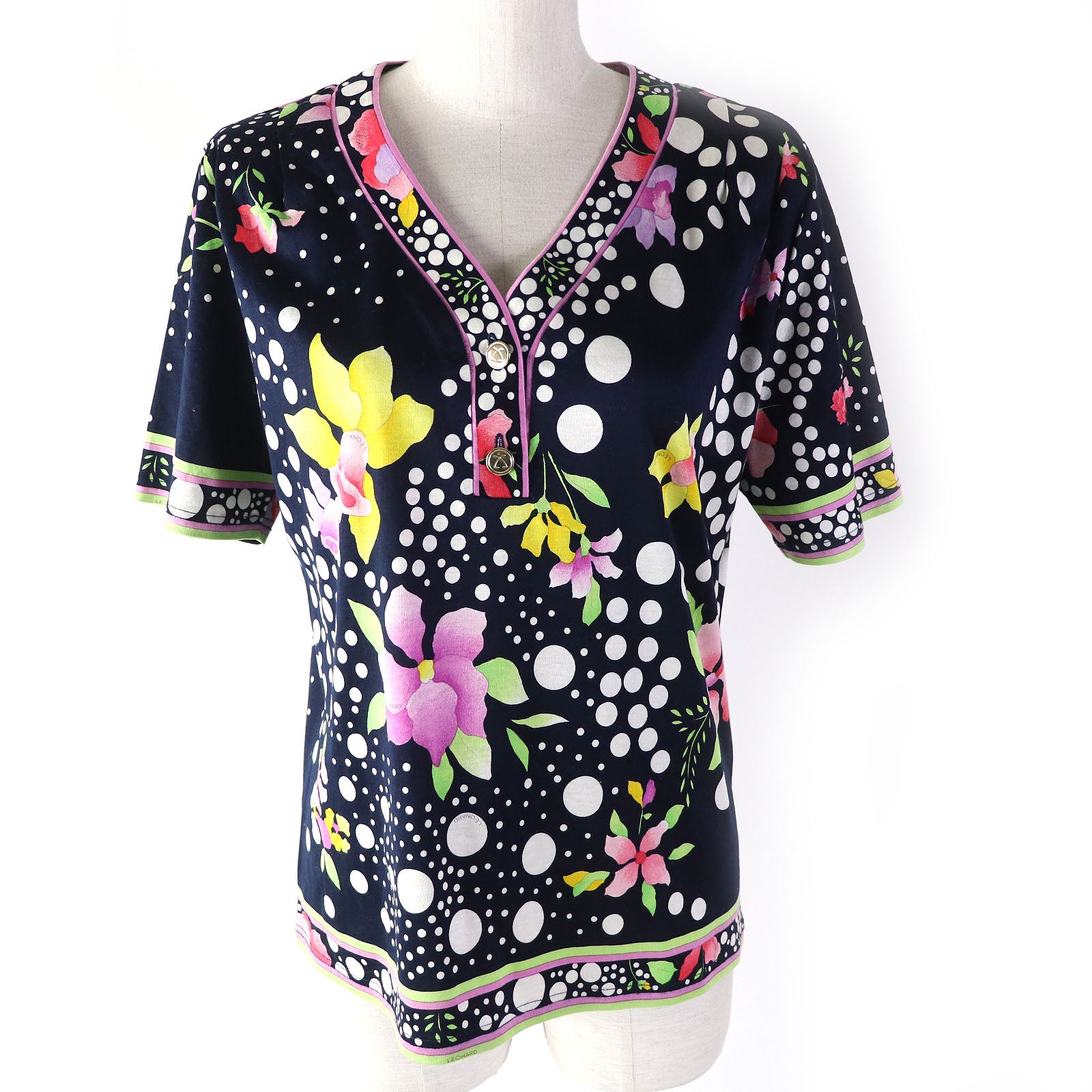 LEONARD FASHION Polka Dot Floral Print Shirt