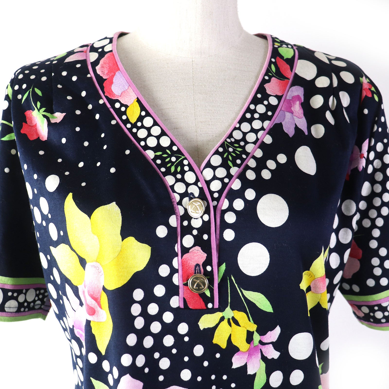 LEONARD FASHION Polka Dot Floral Print Shirt