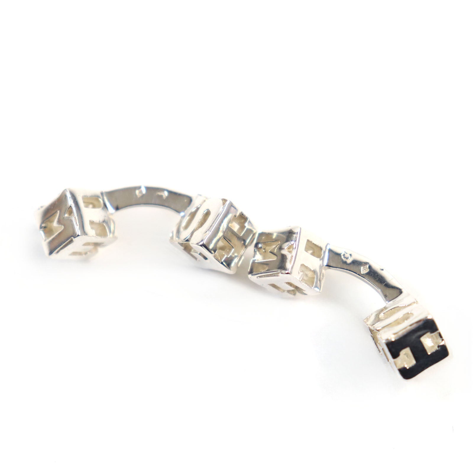 Hermes Silver Logo Cube Cufflinks