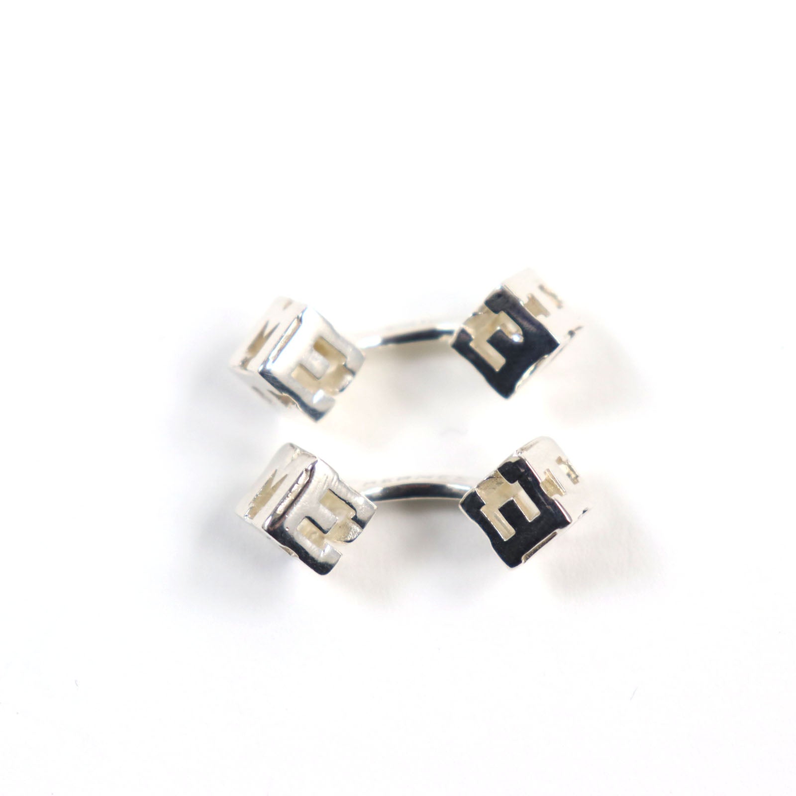 Hermes Silver Logo Cube Cufflinks