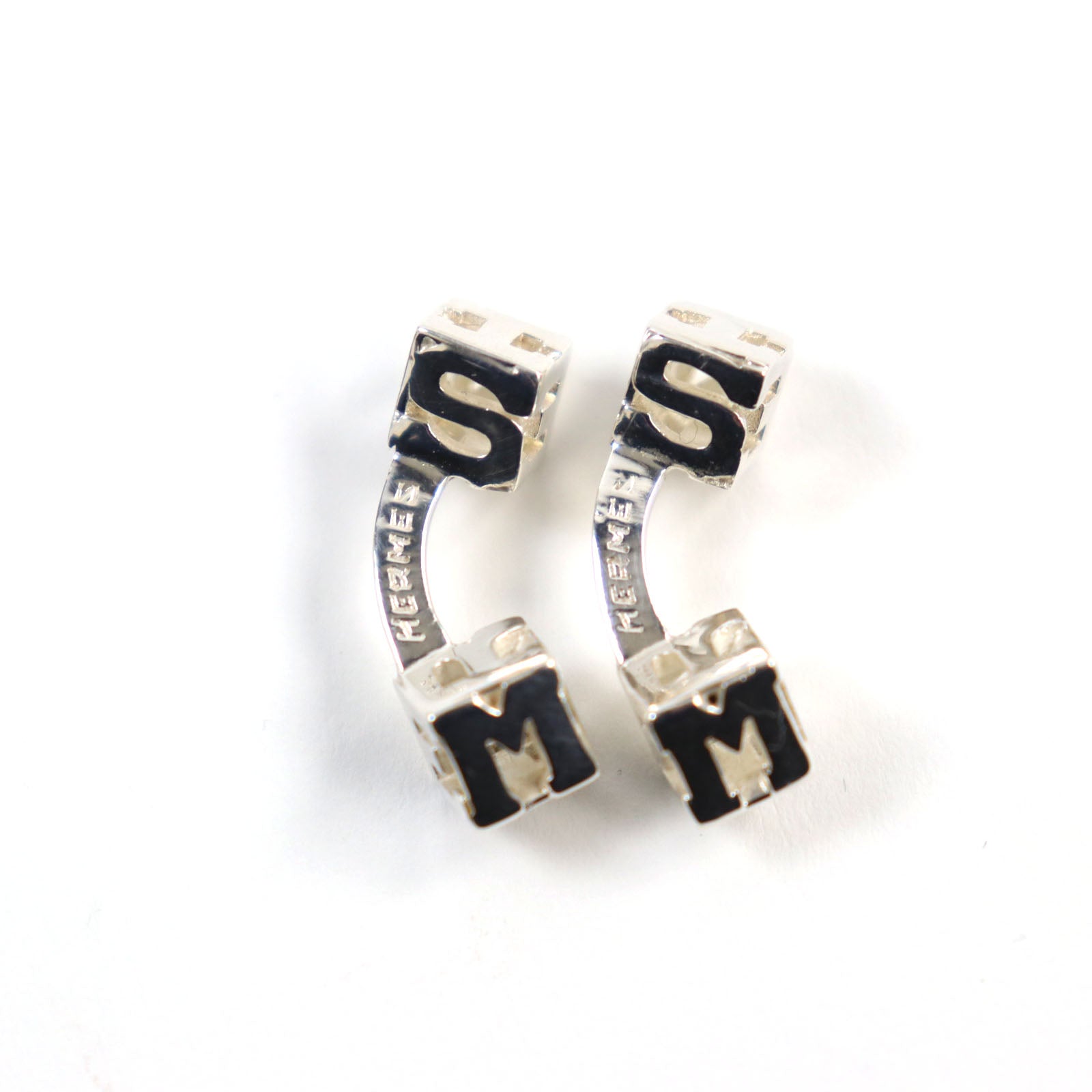 Hermes Silver Logo Cube Cufflinks