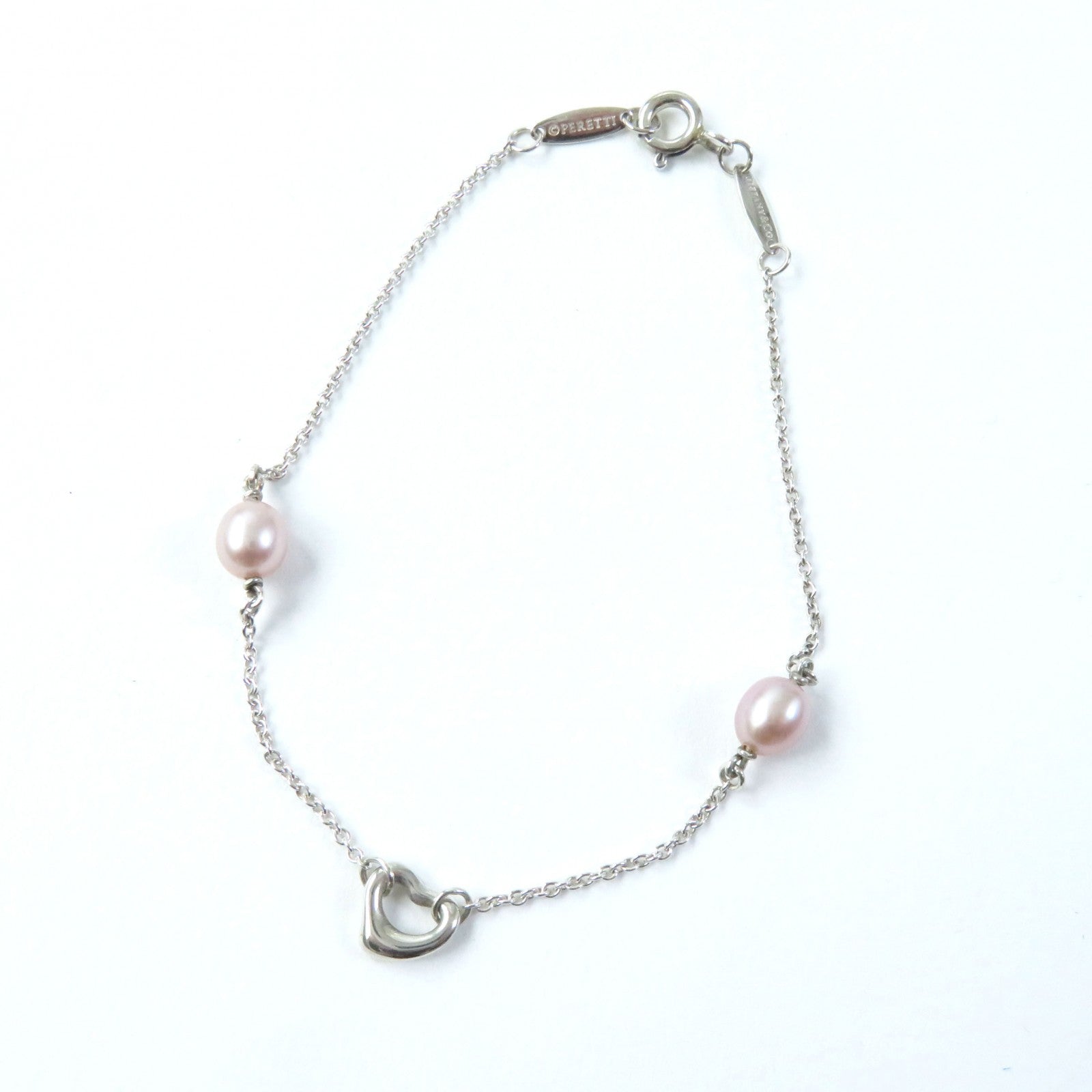 Tiffany & Co Elsa Peretti Open Heart Pearl Bracelet