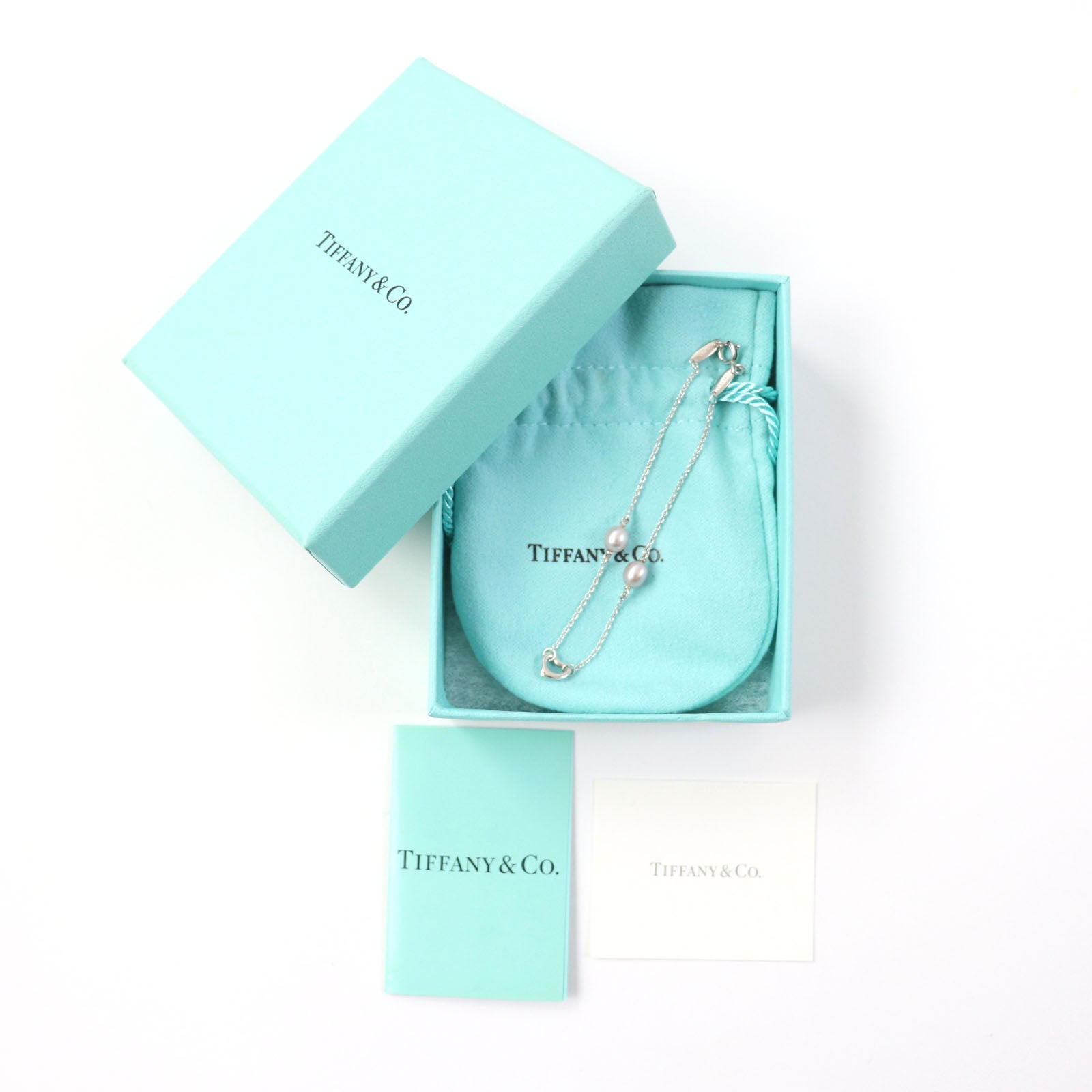 Tiffany & Co Elsa Peretti Open Heart Pearl Bracelet