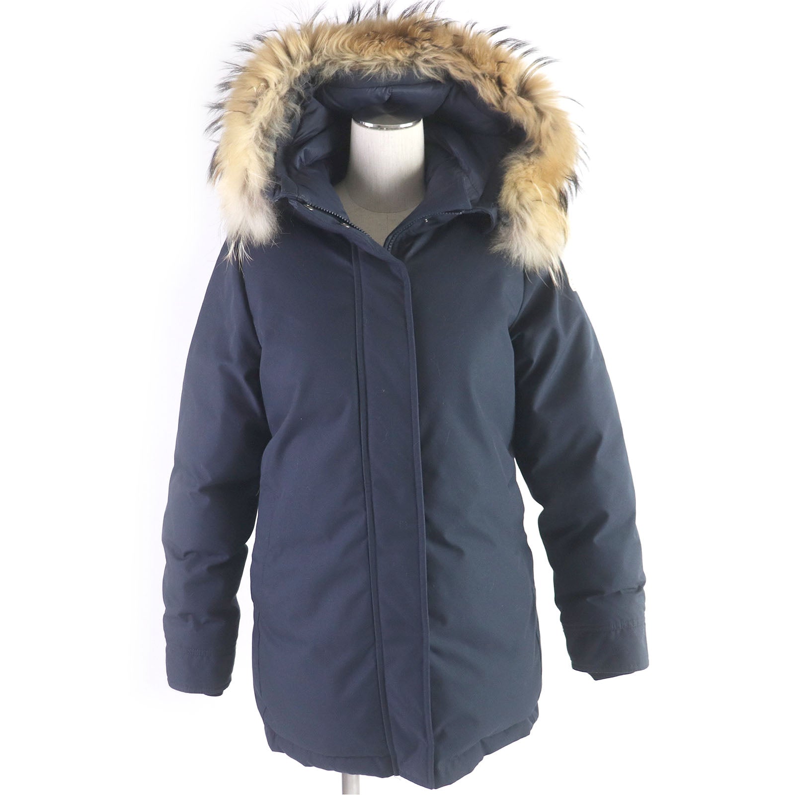 Pyrenex Down Coat Raccoon Fur Hood Navy Women LuxUness