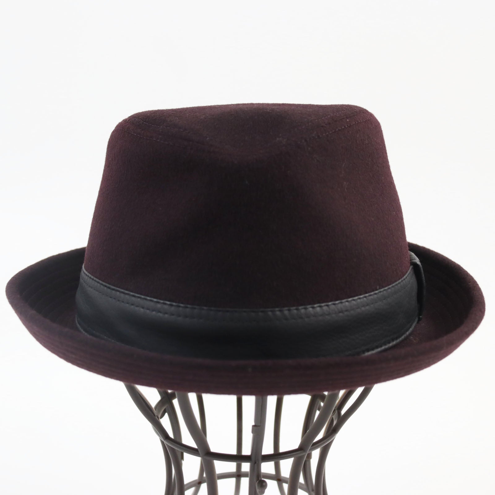 HERMES Cashmere Deerskin Hat Bordeaux Black