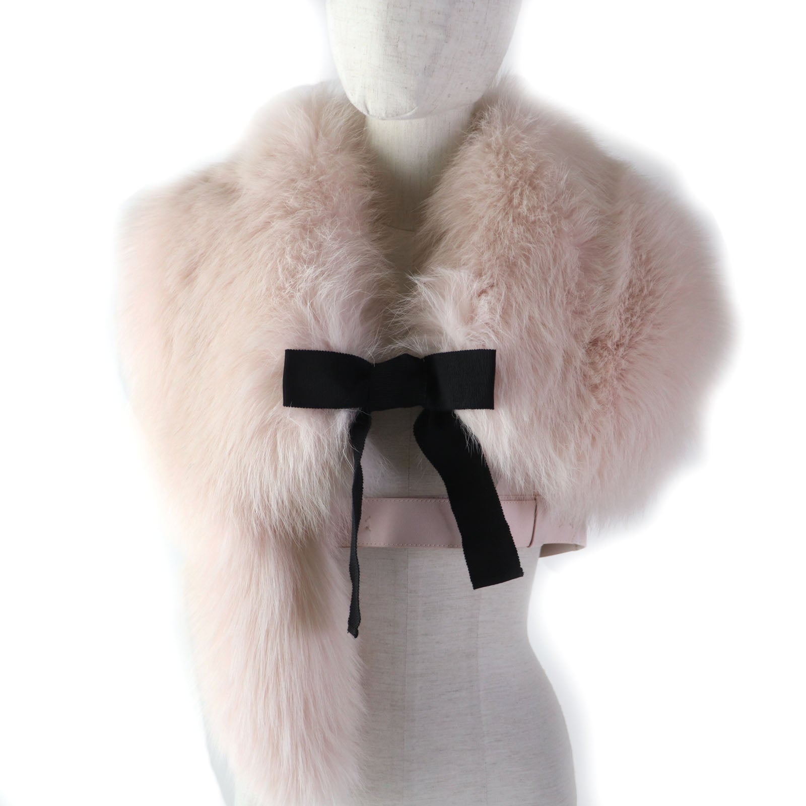 Valentino Fox Leather Fur Shawl Pink 40