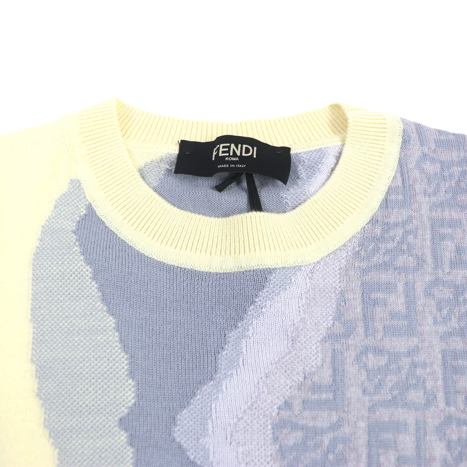 Fendi FF Zucca Crew Neck Knit Yellow Multicolor