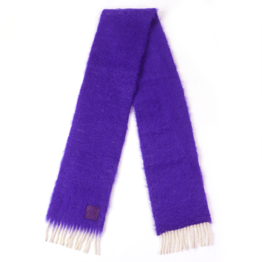 Loewe Mohair Wool Long Scarf with Logo Patch