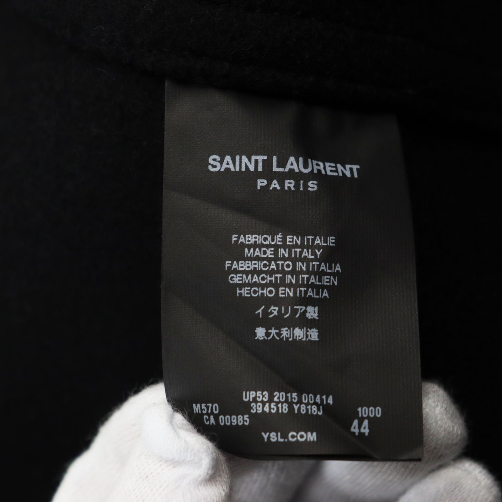 Saint Laurent Wool Coat Black 44