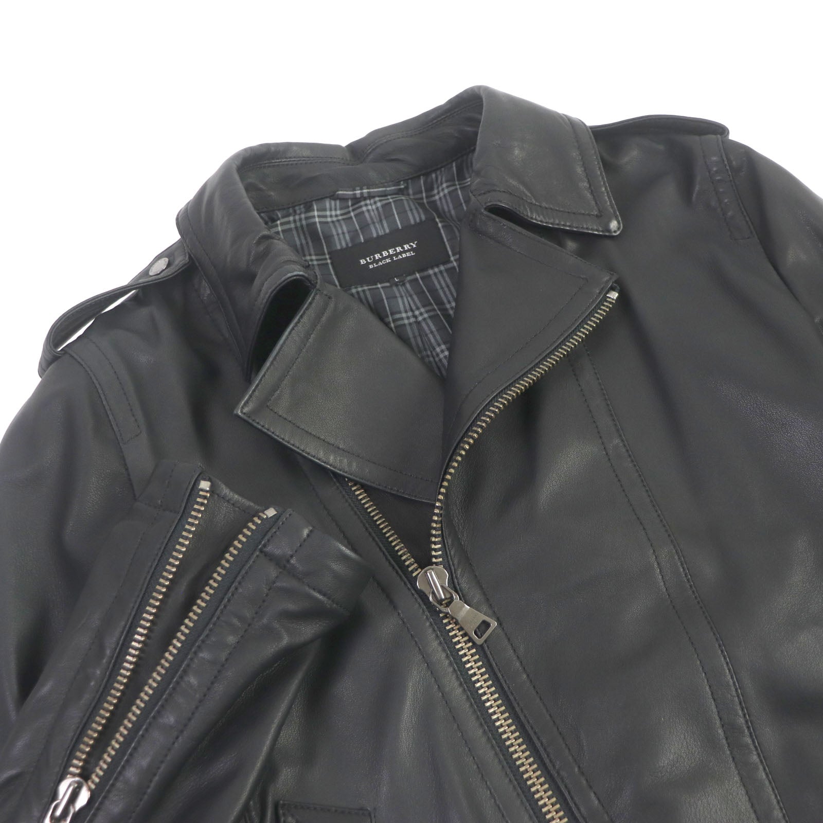 Burberry Lamb Leather Riders Jacket Black L