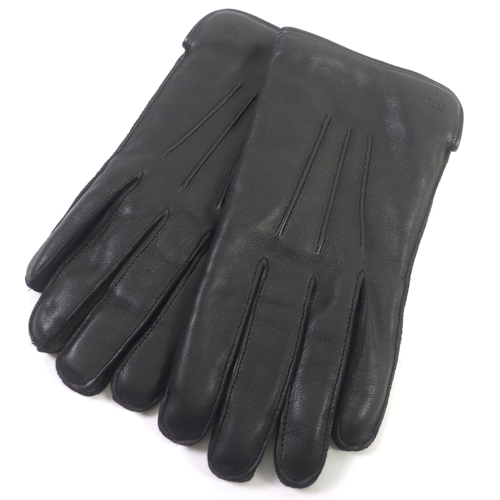 Gucci Leather Cashmere Lined Gloves Black