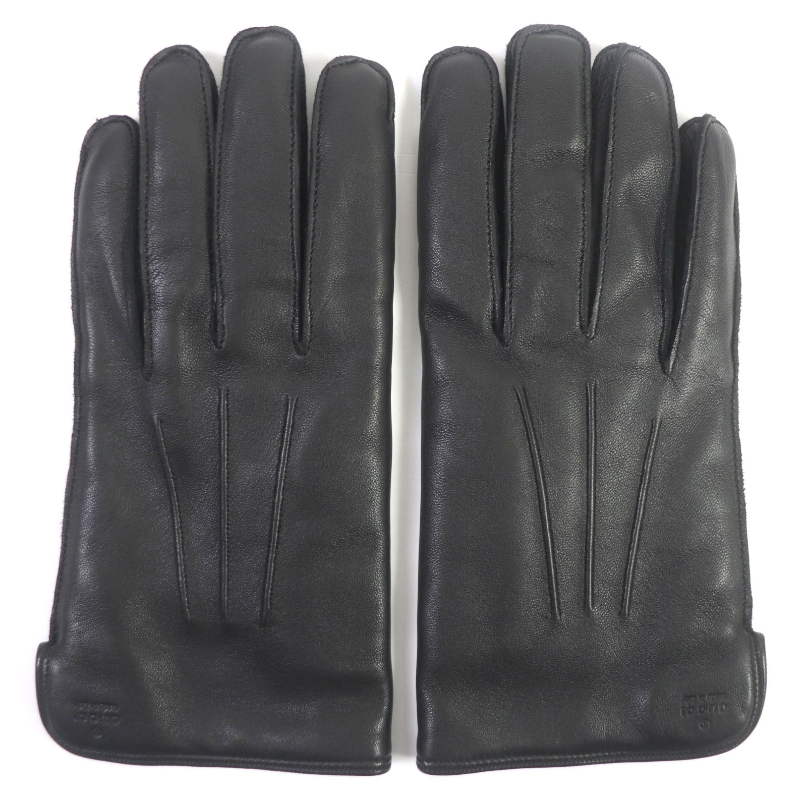 Gucci Leather Cashmere Lined Gloves Black