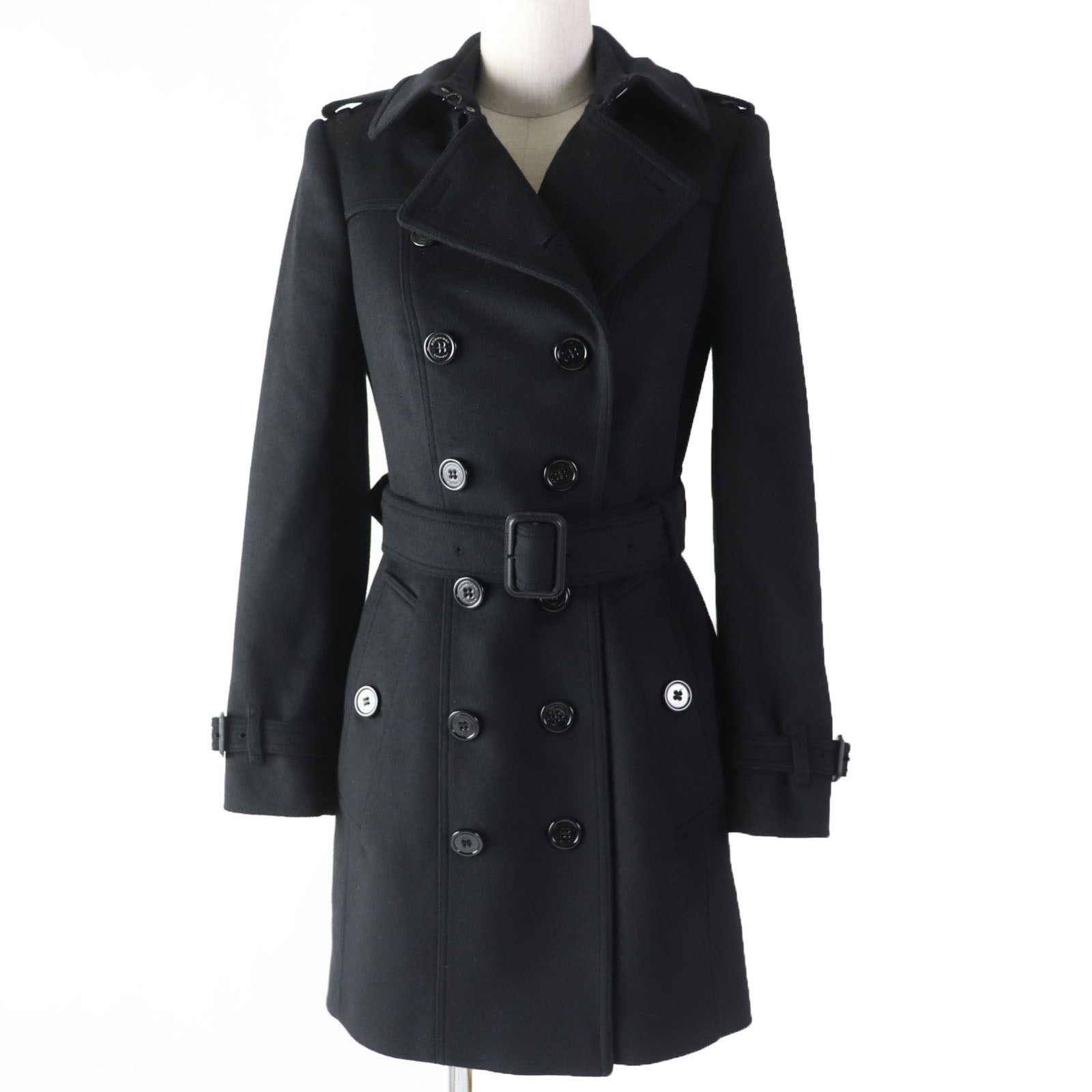 Burberry Wool Cashmere Check Trench Coat Women