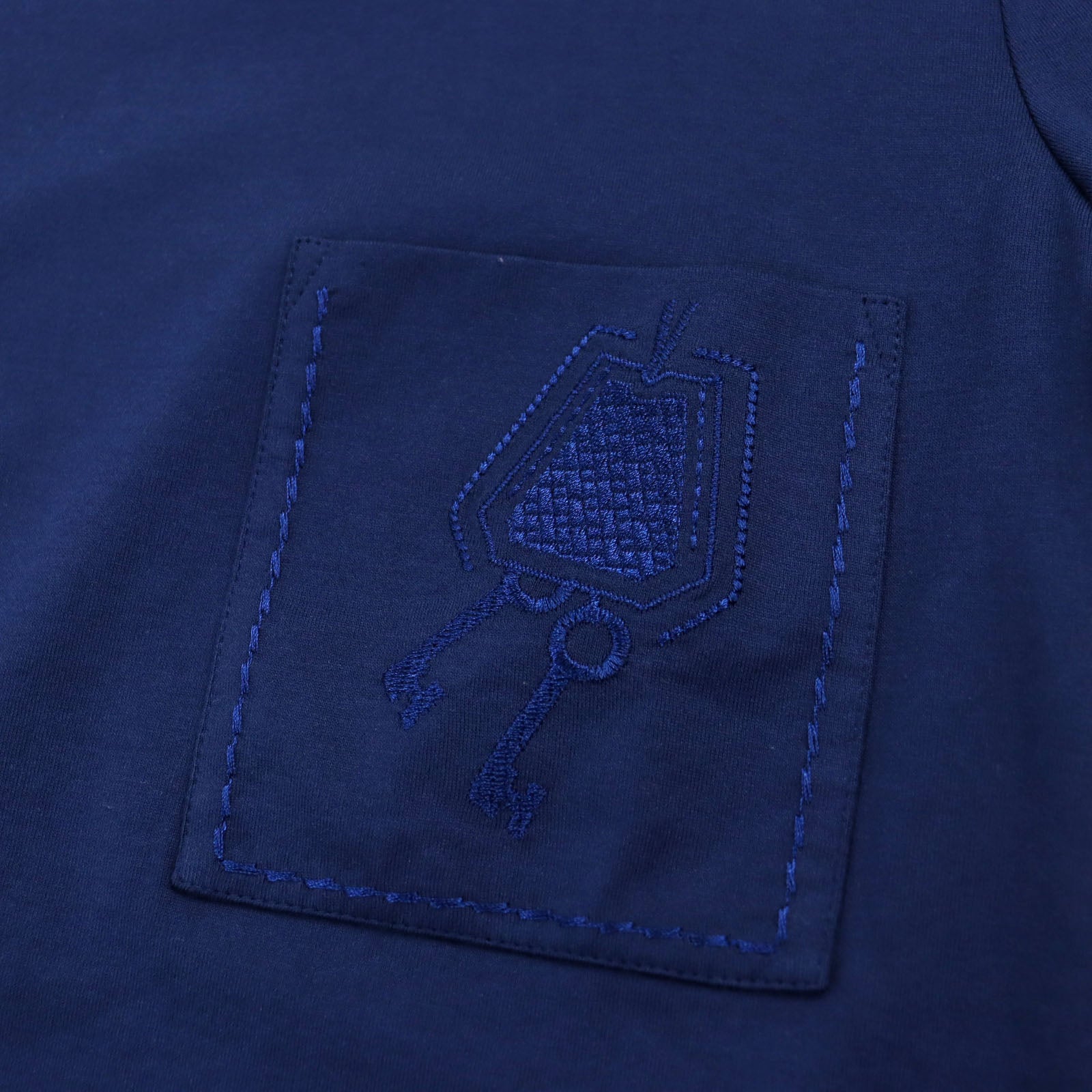 Hermes Cotton Crew Neck Pocket T-Shirt Blue