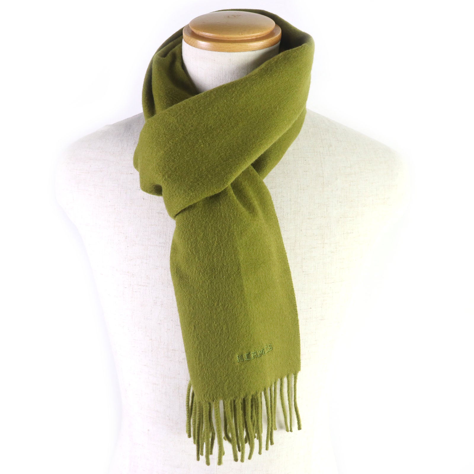 HERMES Cashmere Shawl Scarf Green