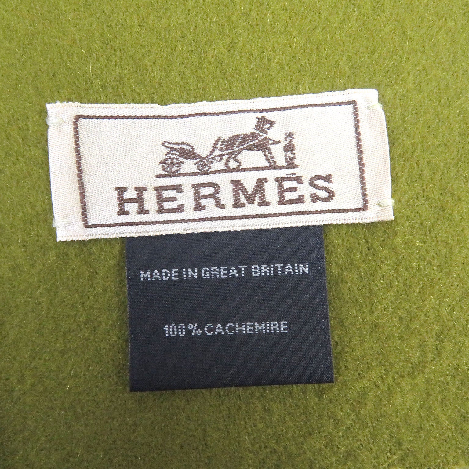 HERMES Cashmere Shawl Scarf Green