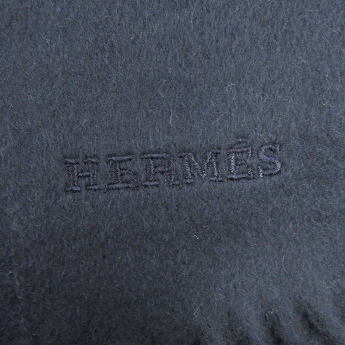 HERMES Cashmere Silk Scarf with Logo Embroidery