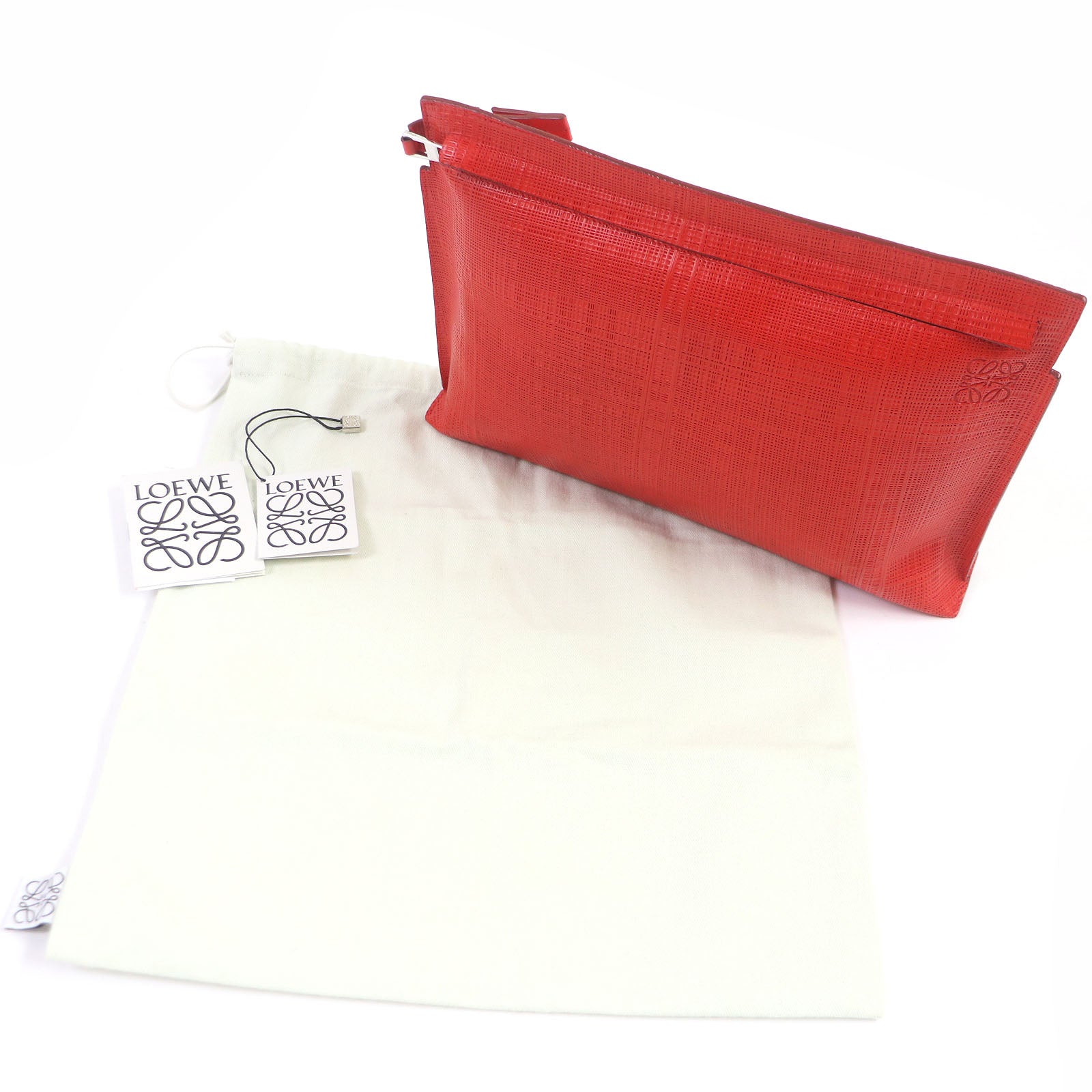 Loewe T-Pouch Leather Clutch Bag Red