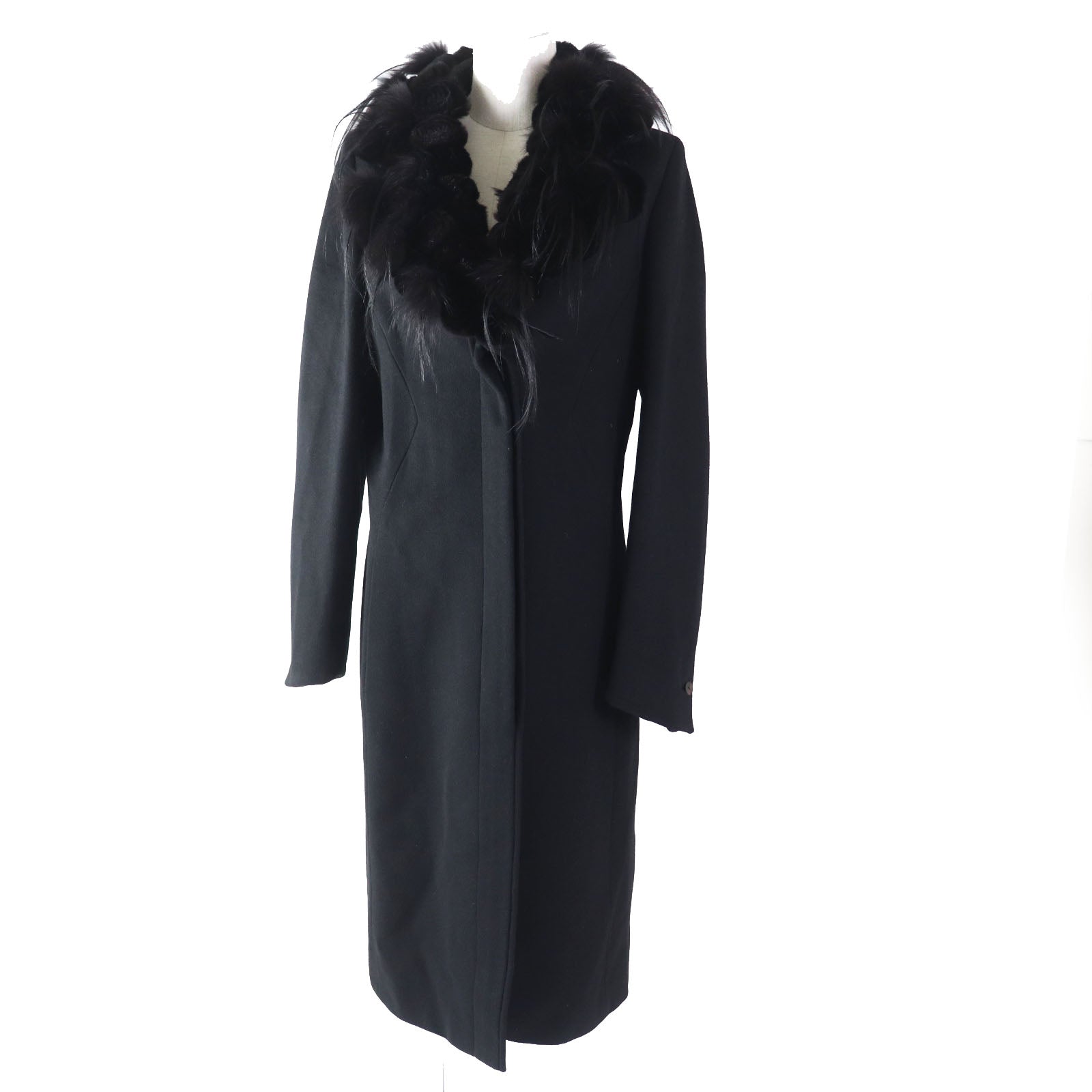 Fendi Wool Cashmere Long Fur Collar Coat Women